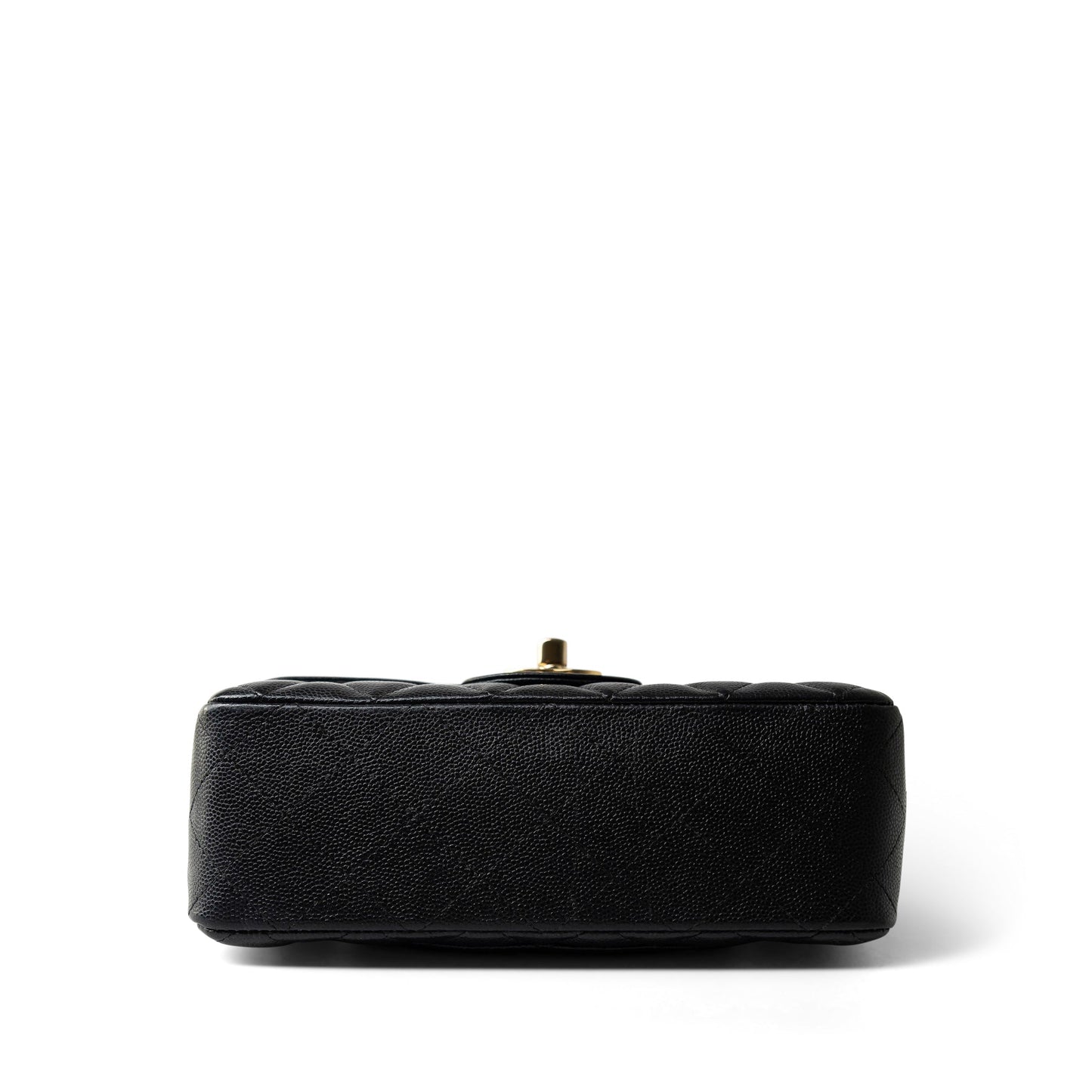 Black Caviar Quilted Mini Rectangular Flap Light Gold Hardware