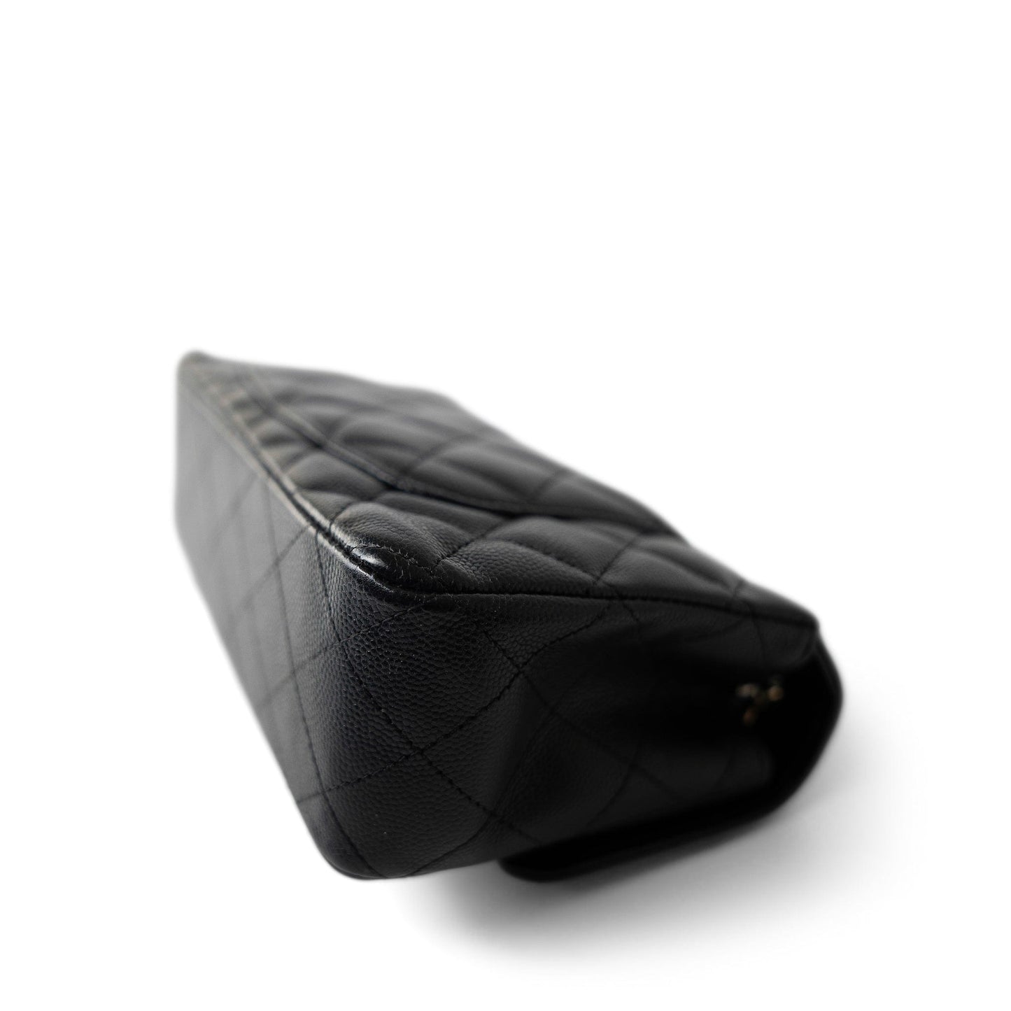 Black Caviar Quilted Mini Rectangular Flap Light Gold Hardware