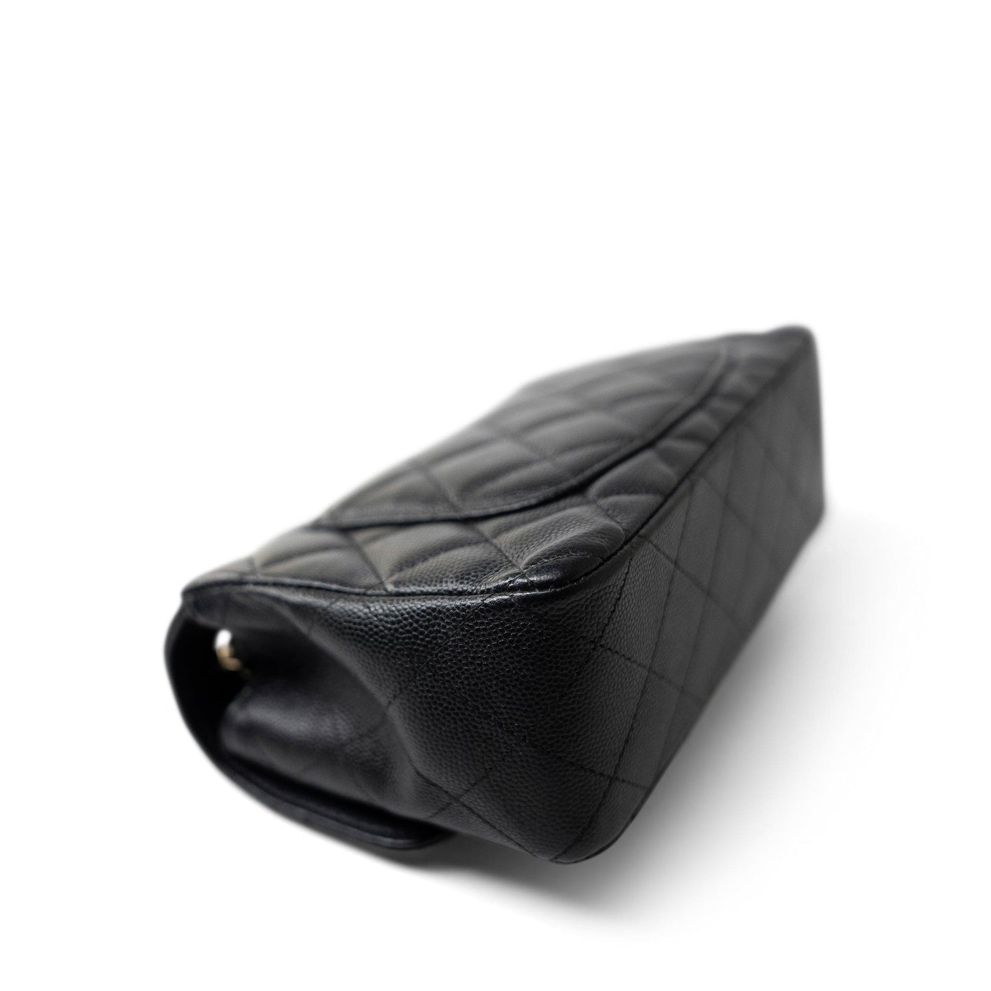 Black Caviar Quilted Mini Rectangular Flap Light Gold Hardware