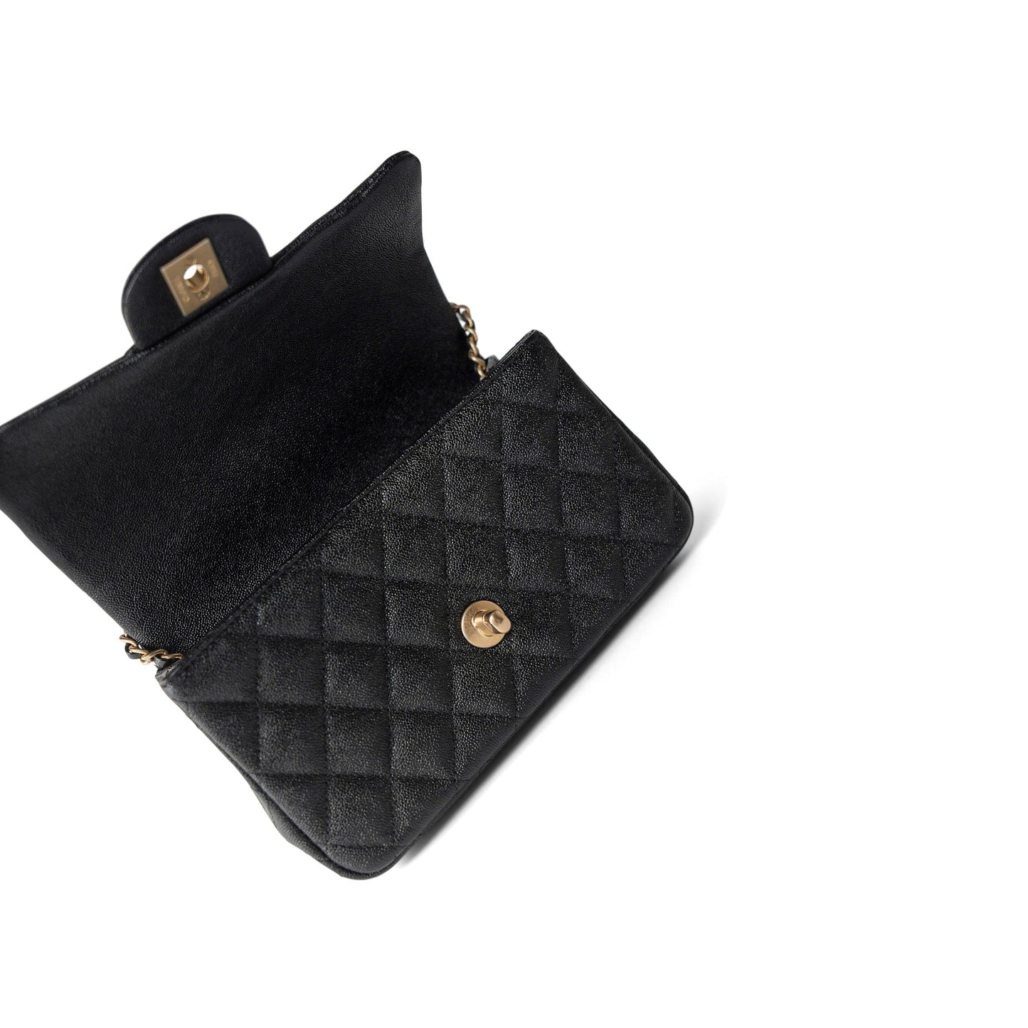 Black Caviar Quilted Mini Top Handle Antique Gold Hardware