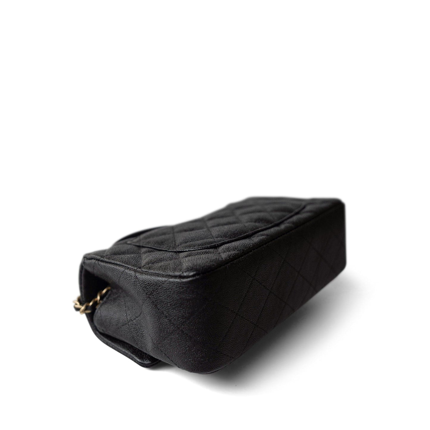 Black Caviar Quilted Mini Top Handle Antique Gold Hardware