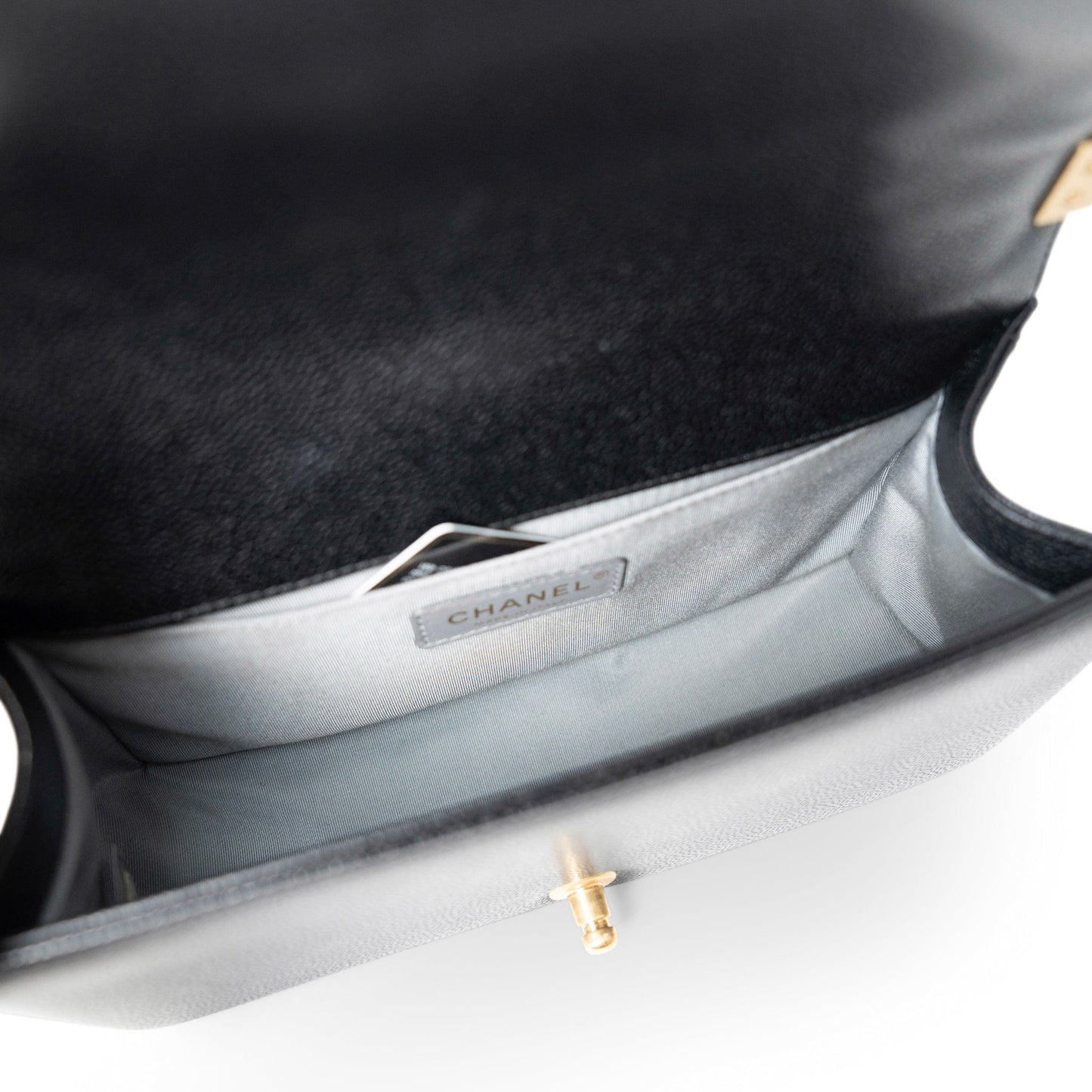 Black Caviar Quilted Old Medium Boy Bag Aged Gold Hardware