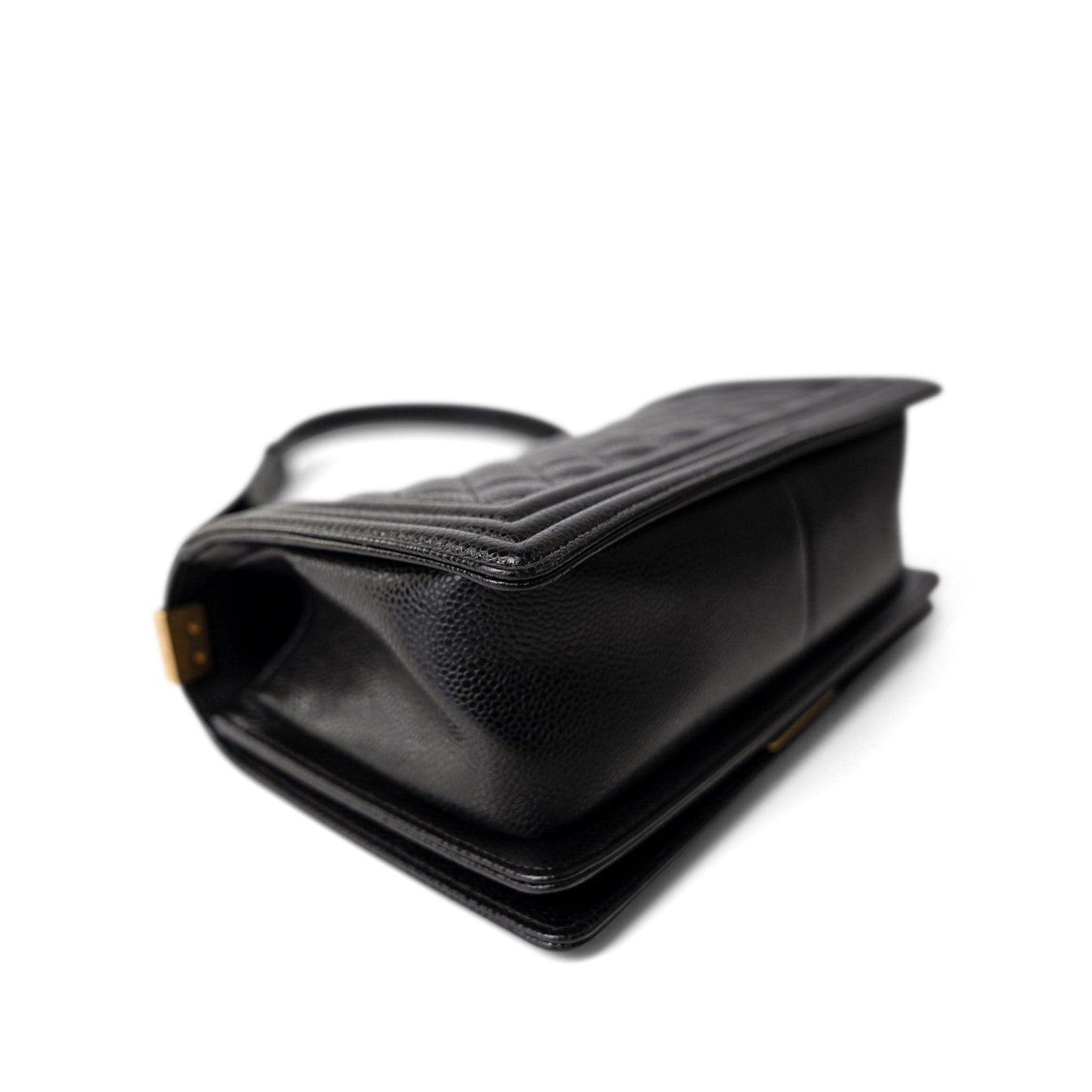 Black Caviar Quilted Old Medium Boy Bag Aged Gold Hardware
