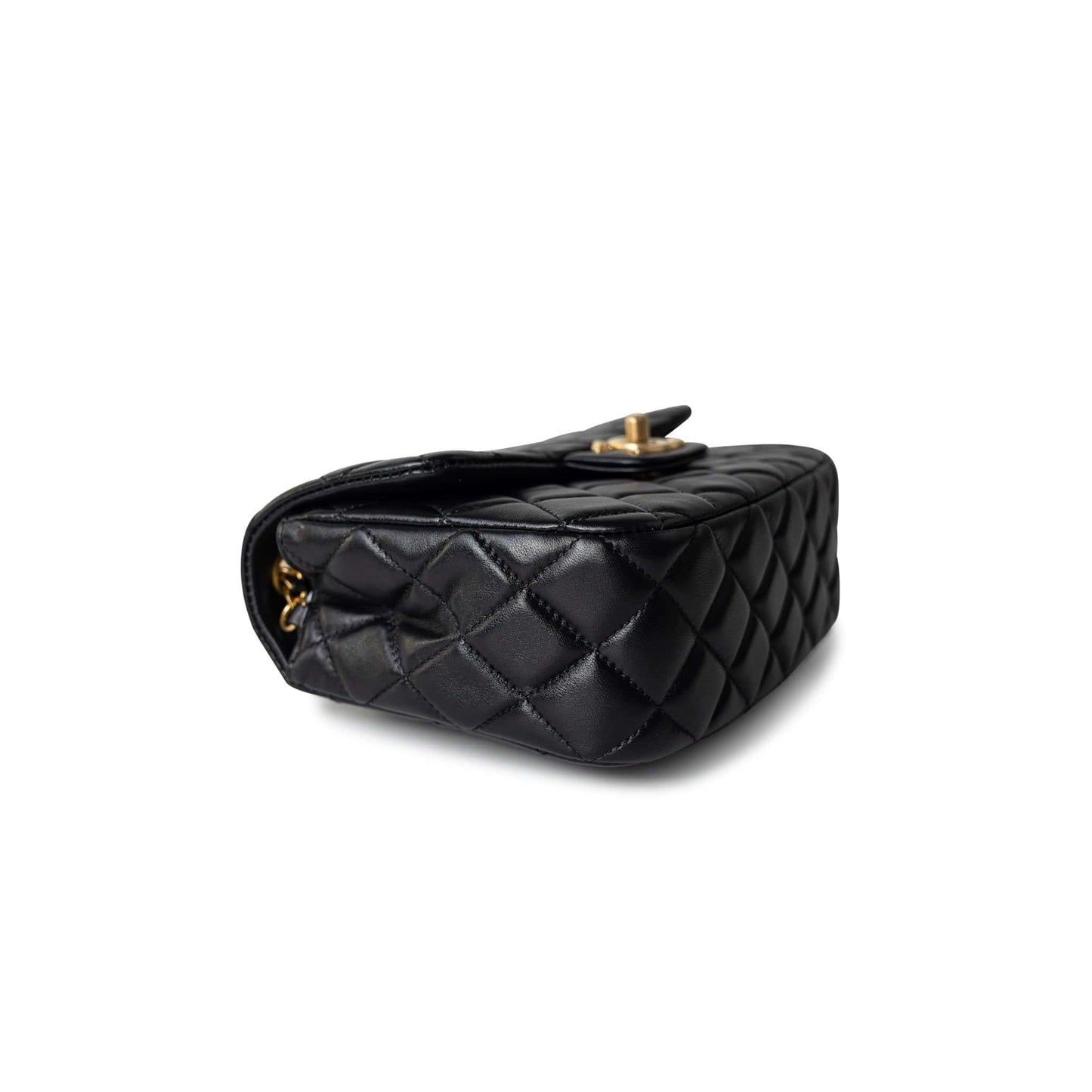 Black Coco De Toi Heart Chain Small Square Flap Bag Antique Gold Hardware