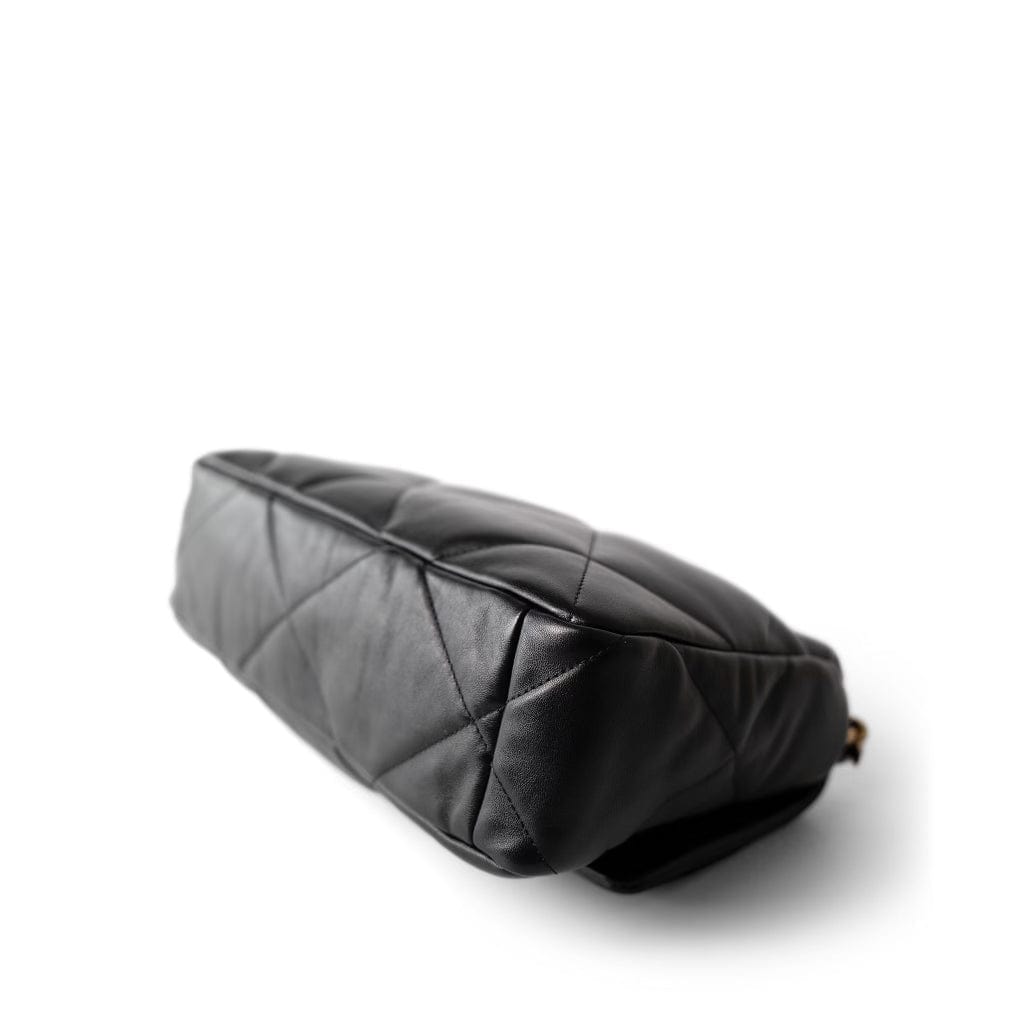 Black Lambskin Quilted 19 Flap Medium/Large Mixed Hardware