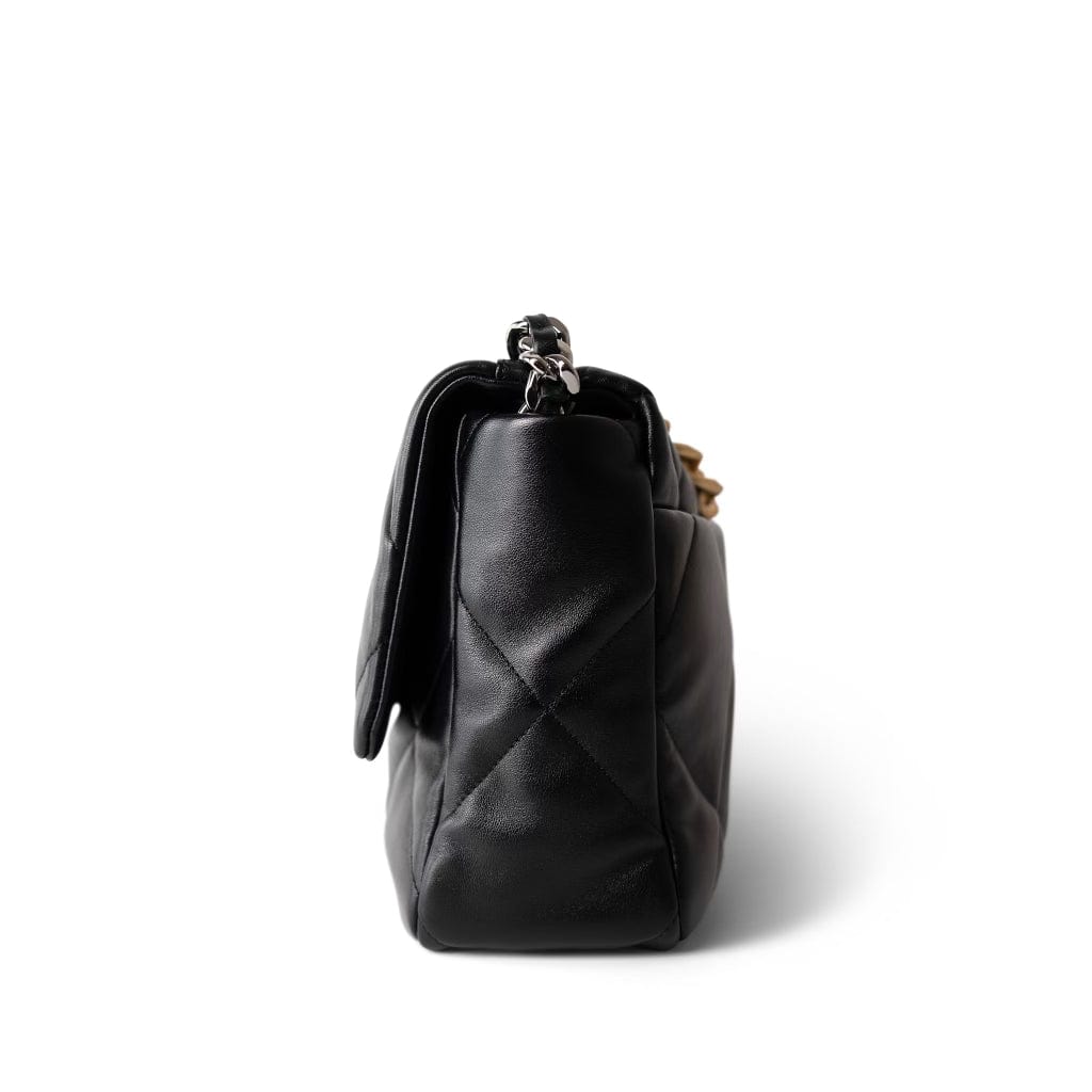 Black Lambskin Quilted 19 Flap Medium/Large Mixed Hardware