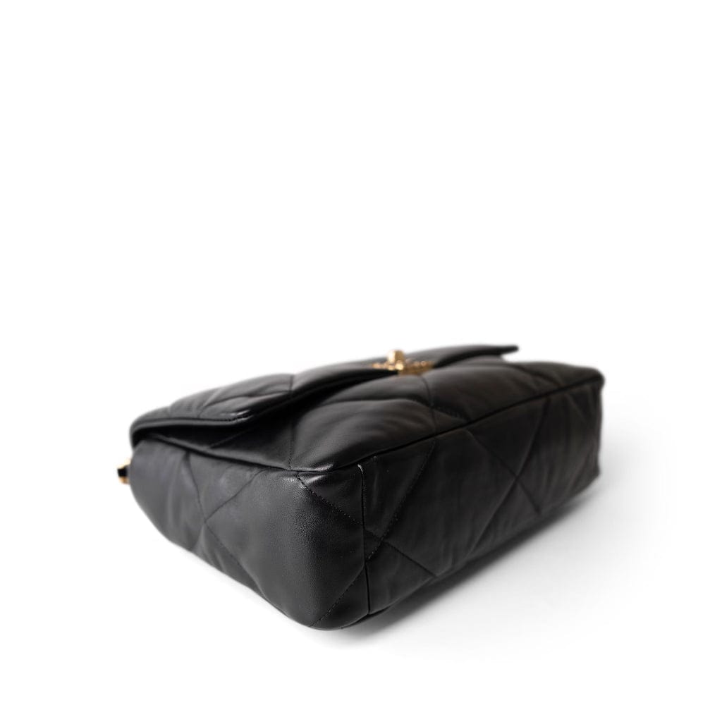 Black Lambskin Quilted 19 Flap Medium/Large Mixed Hardware
