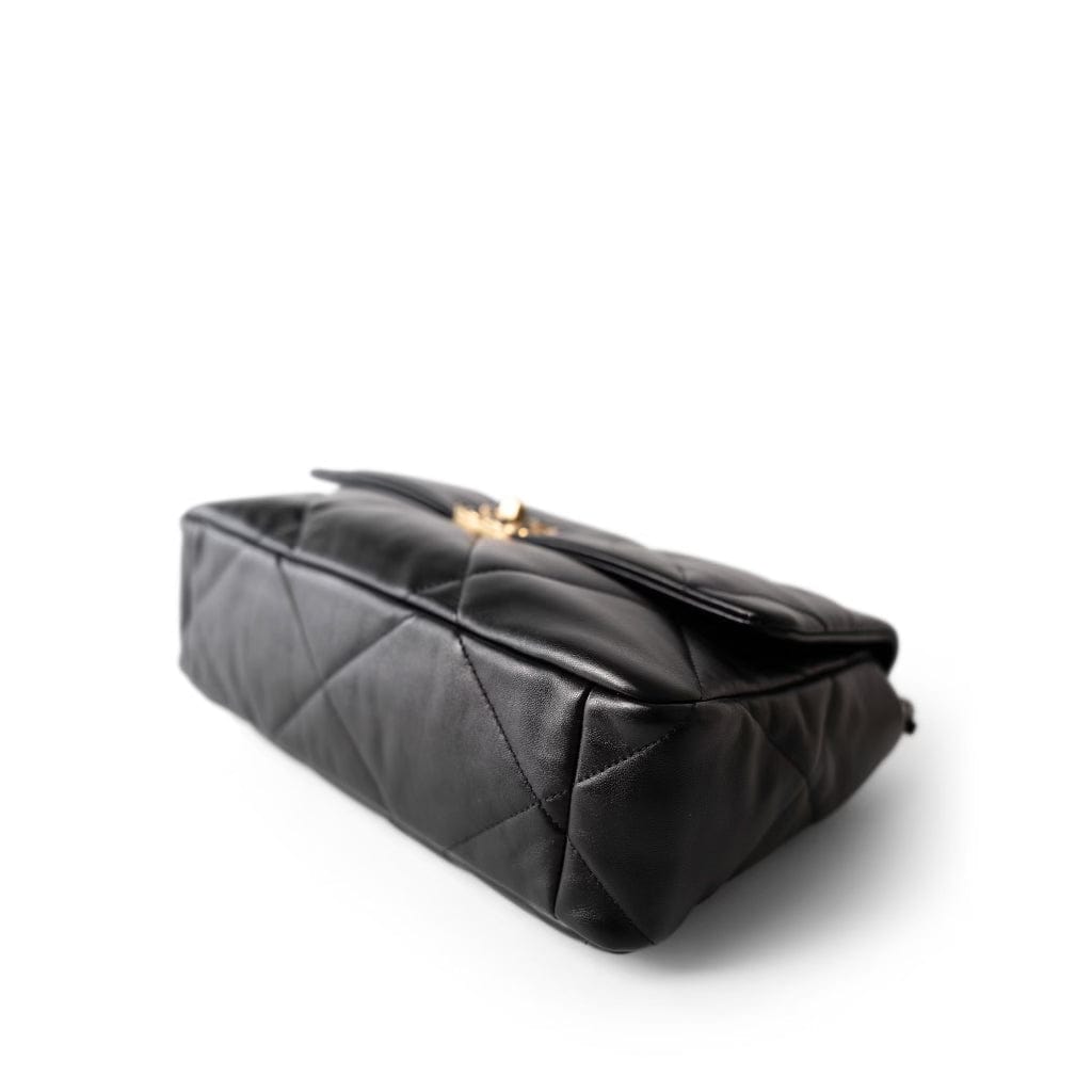 Black Lambskin Quilted 19 Flap Medium/Large Mixed Hardware