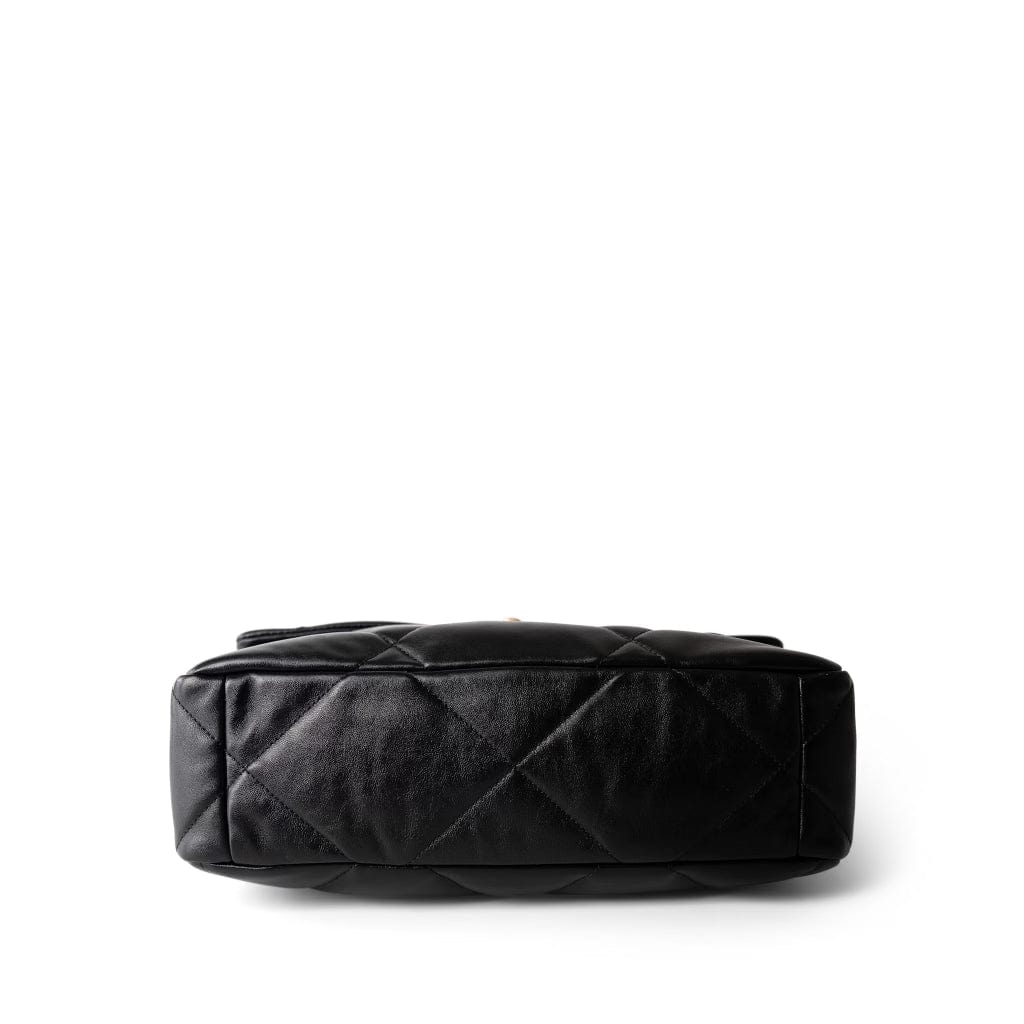 Black Lambskin Quilted 19 Flap Medium/Large Mixed Hardware