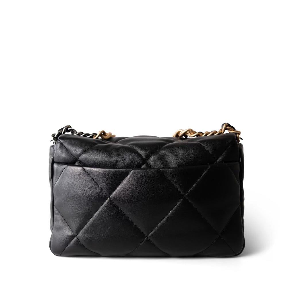 Black Lambskin Quilted 19 Flap Medium/Large Mixed Hardware