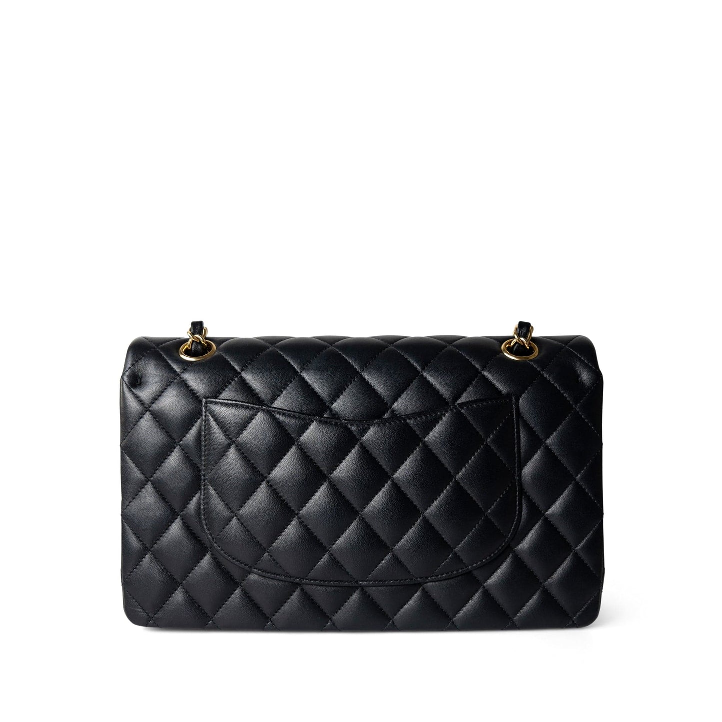 Black Lambskin Quilted Classic Flap Medium Gold Hardware