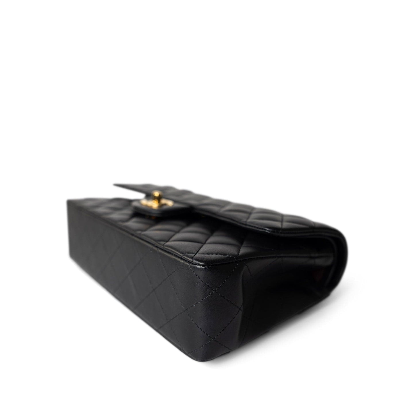 Black Lambskin Quilted Classic Flap Medium Gold Hardware
