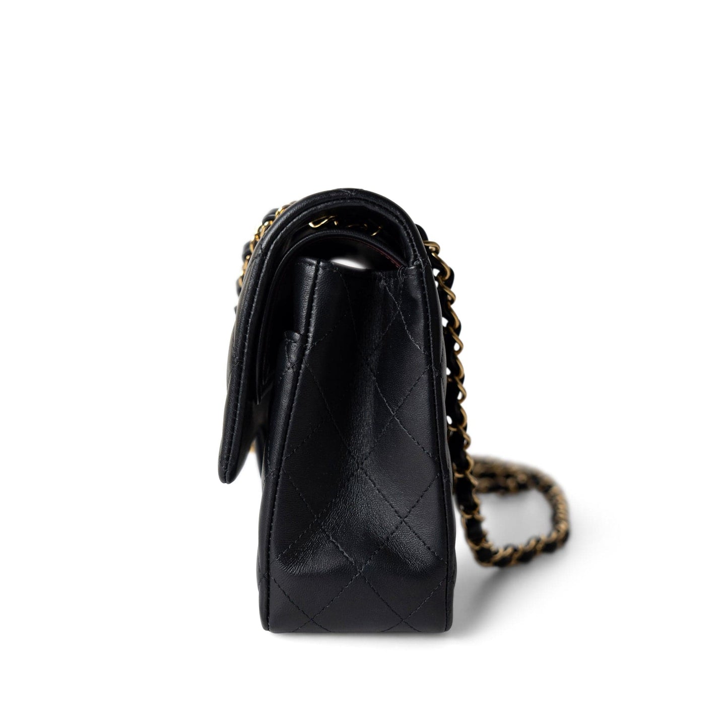 Black Lambskin Quilted Classic Flap Medium Gold Hardware
