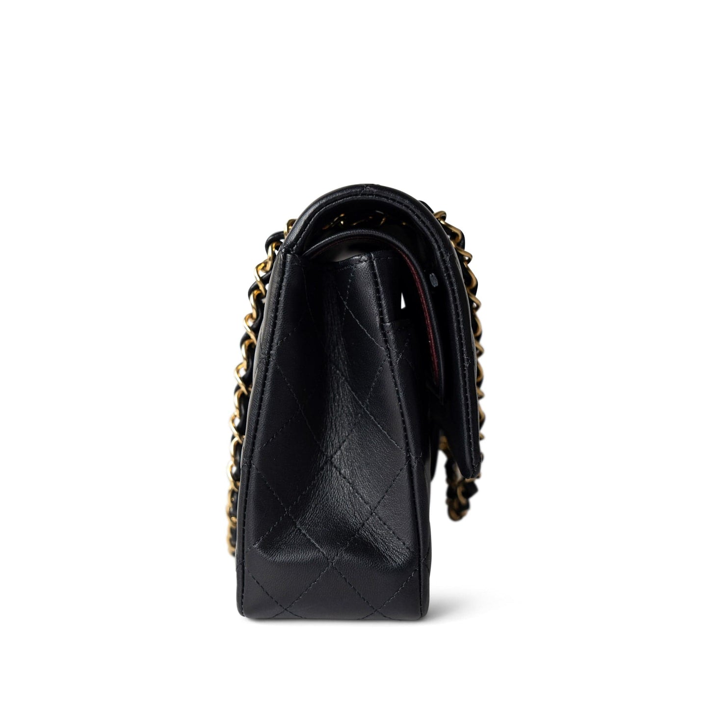 Black Lambskin Quilted Classic Flap Medium Gold Hardware