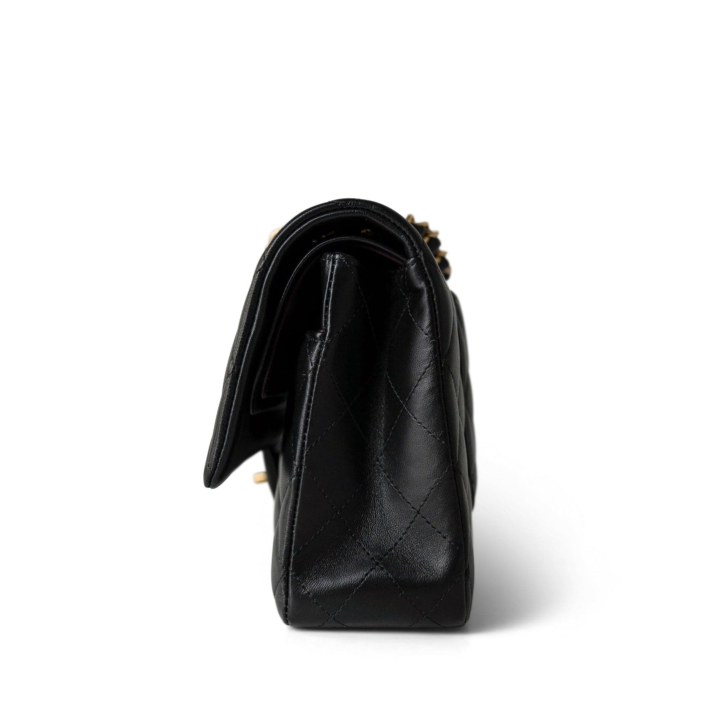 Black Lambskin Quilted Classic Flap Medium Gold Hardware