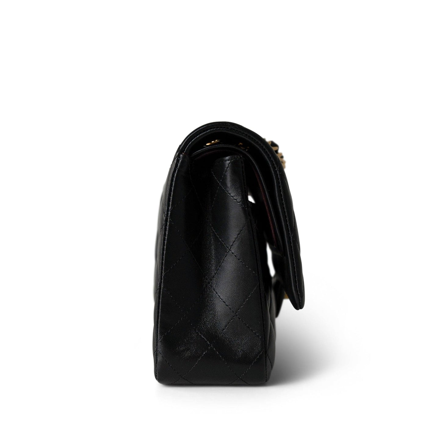 Black Lambskin Quilted Classic Flap Medium Gold Hardware