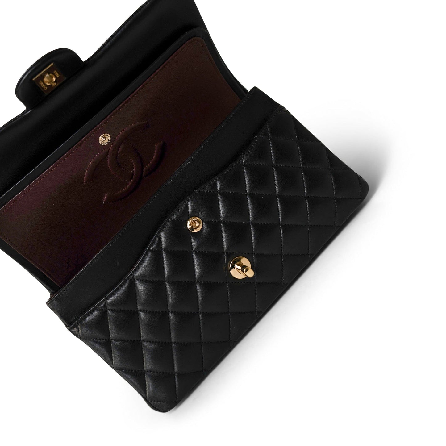 Black Lambskin Quilted Classic Flap Medium Gold Hardware