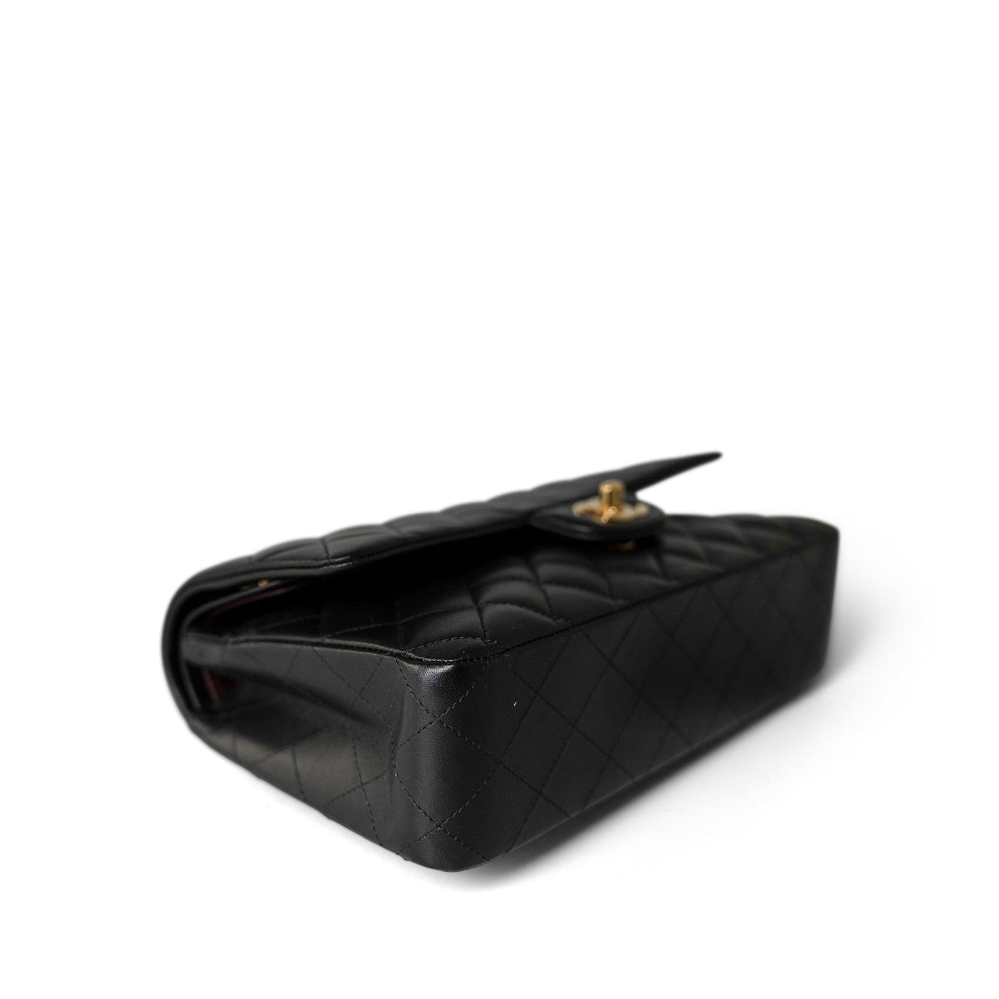 Black Lambskin Quilted Classic Flap Medium Gold Hardware