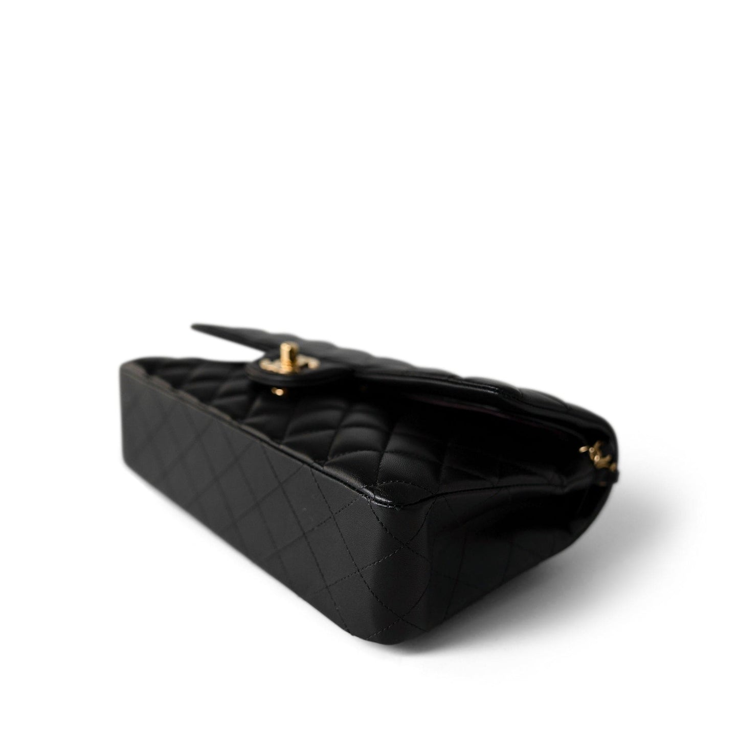 Black Lambskin Quilted Classic Flap Medium Gold Hardware