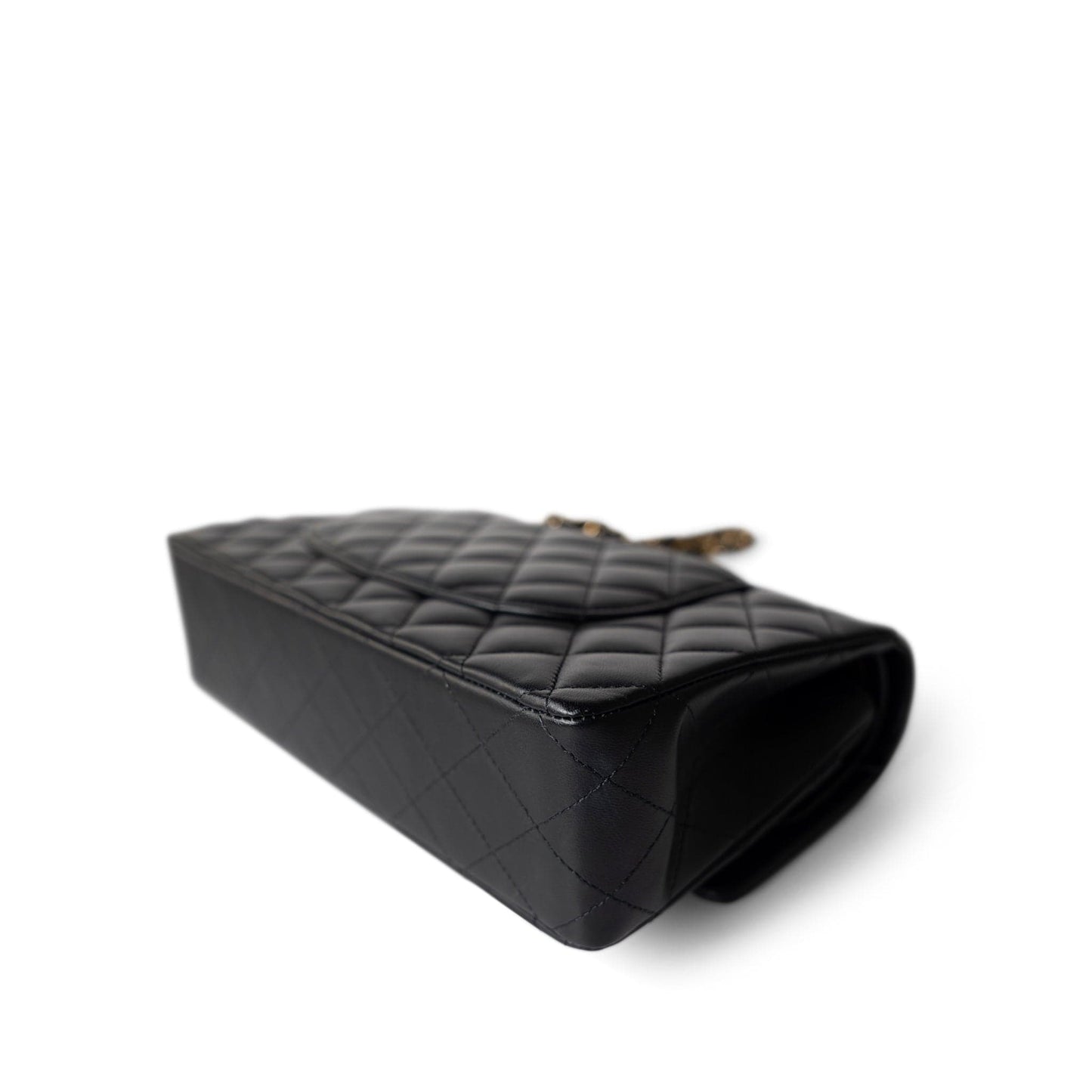 Black Lambskin Quilted Classic Flap Medium Gold Hardware