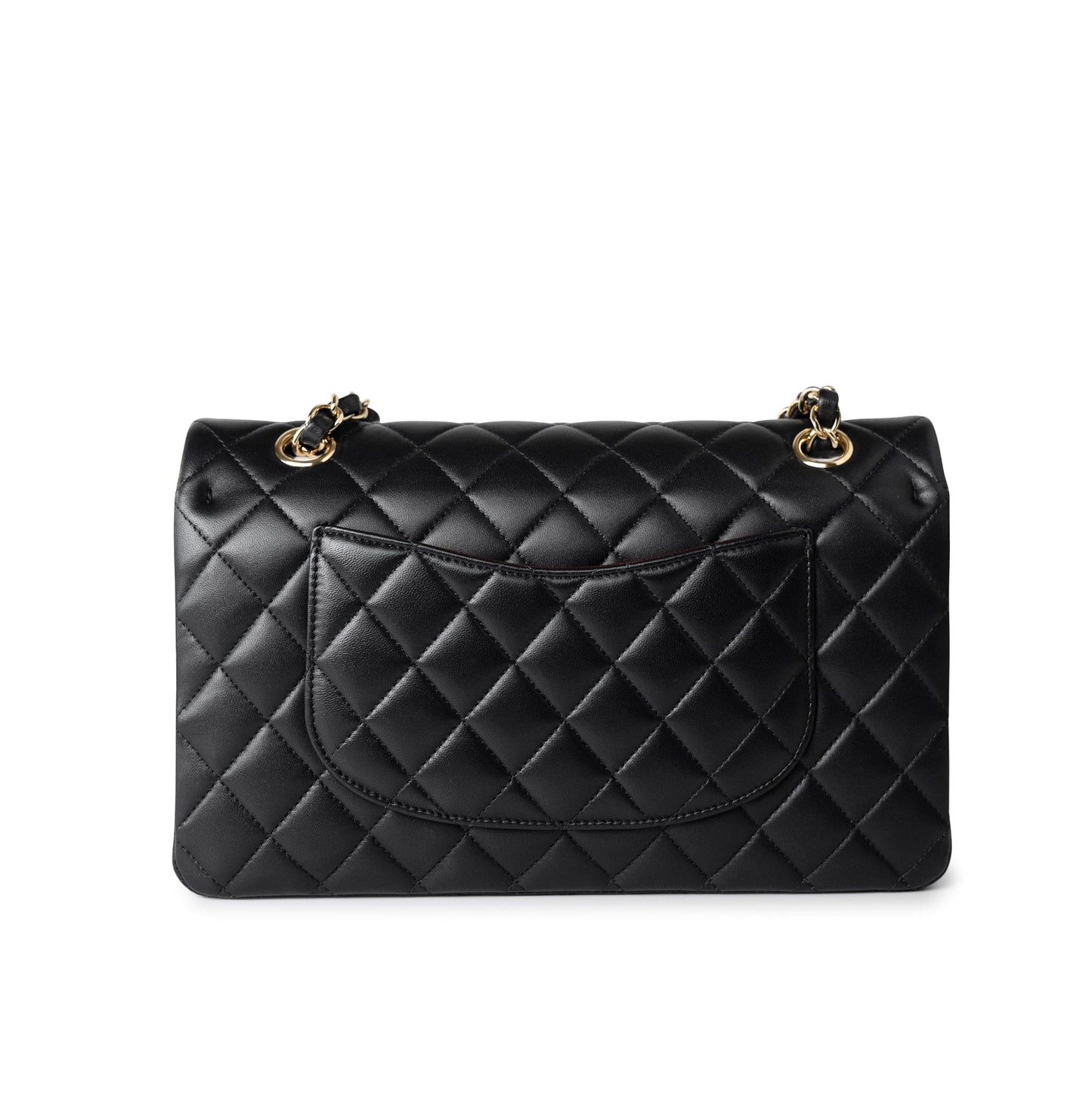 Black Lambskin Quilted Classic Flap Medium Light Gold Hardware