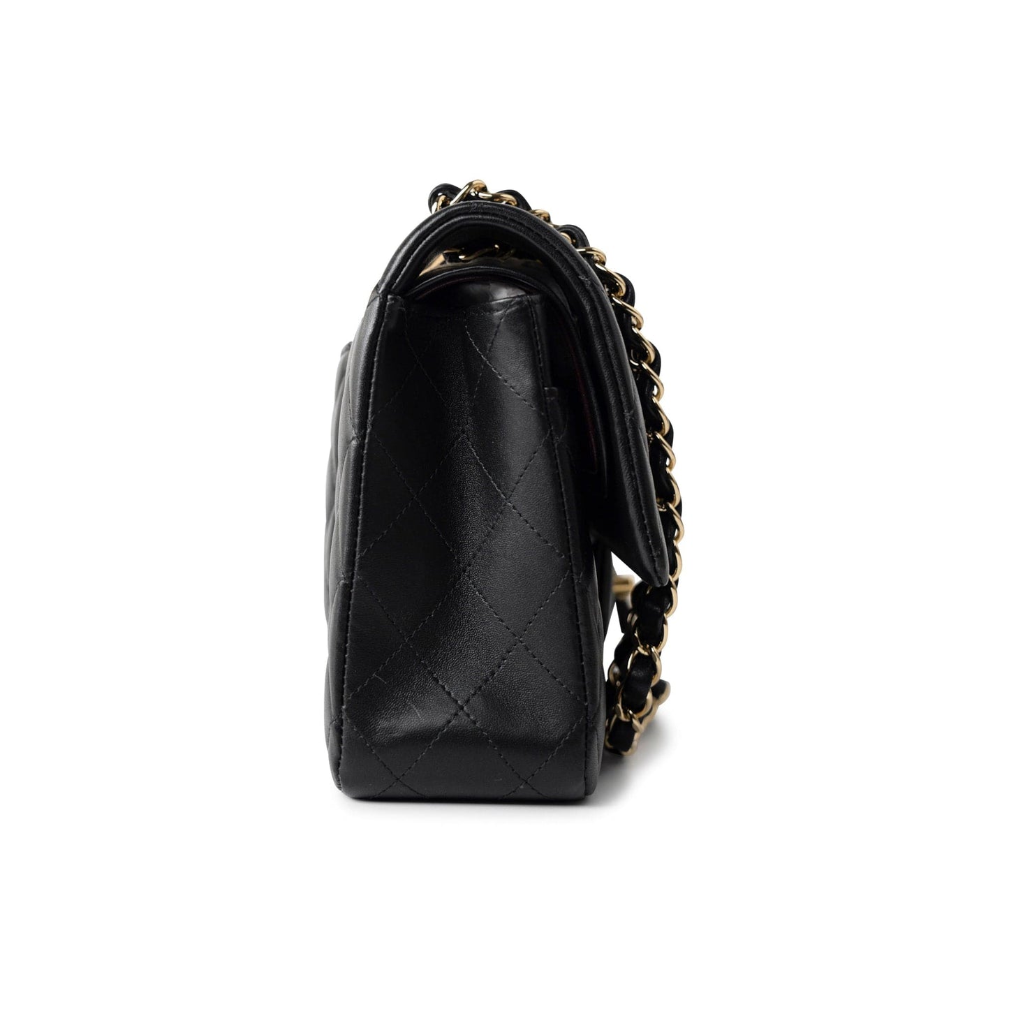 Black Lambskin Quilted Classic Flap Medium Light Gold Hardware