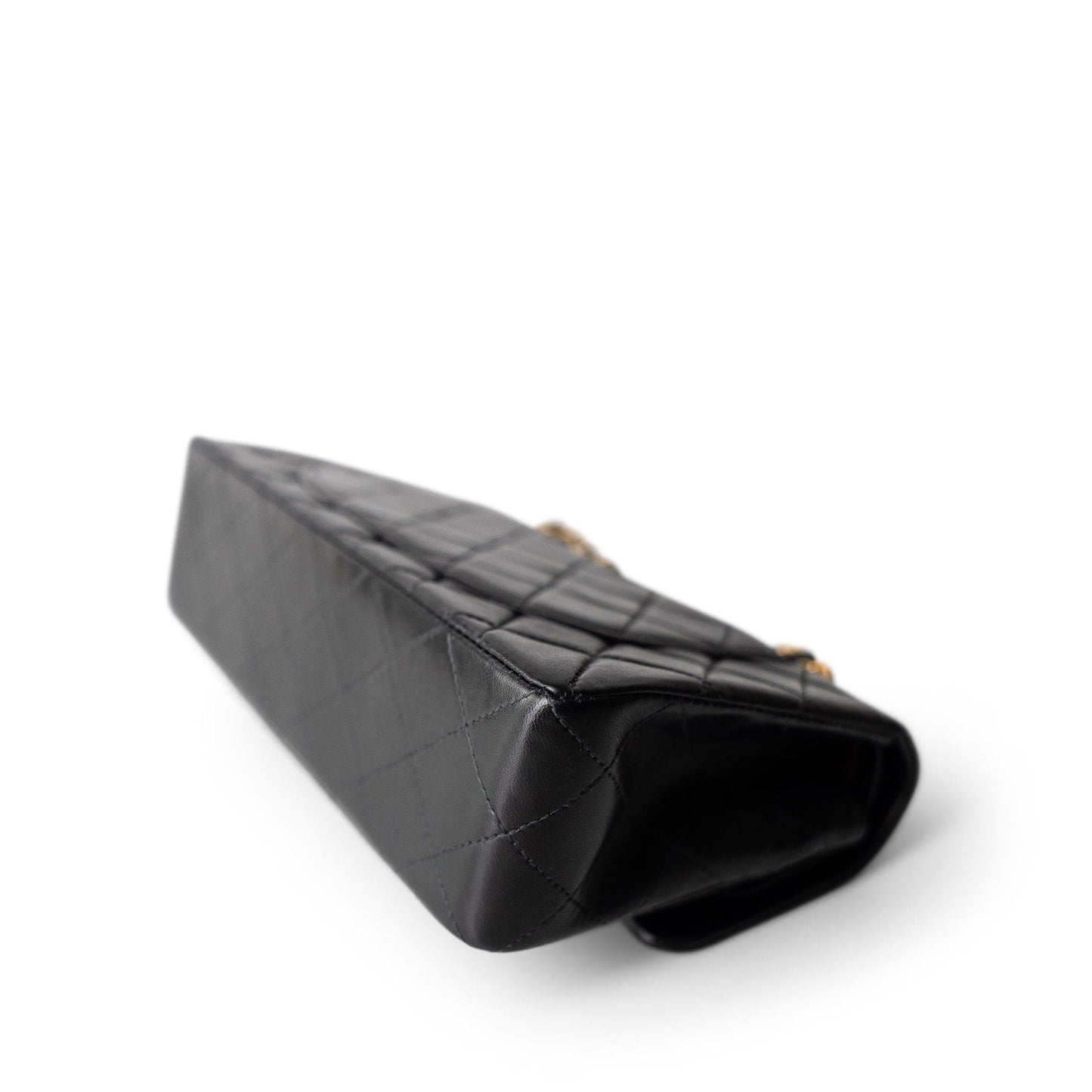 Black Lambskin Quilted Classic Flap Small Gold Hardware