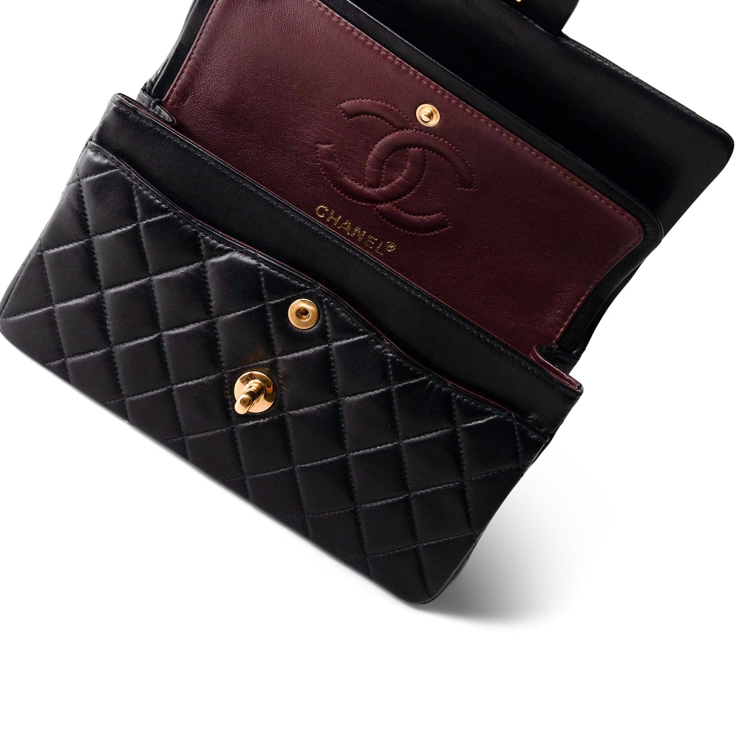 Black Lambskin Quilted Classic Flap Small Gold Hardware