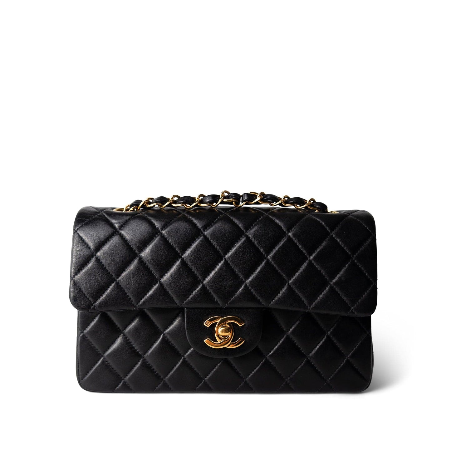 Black Lambskin Quilted Classic Flap Small Gold Hardware