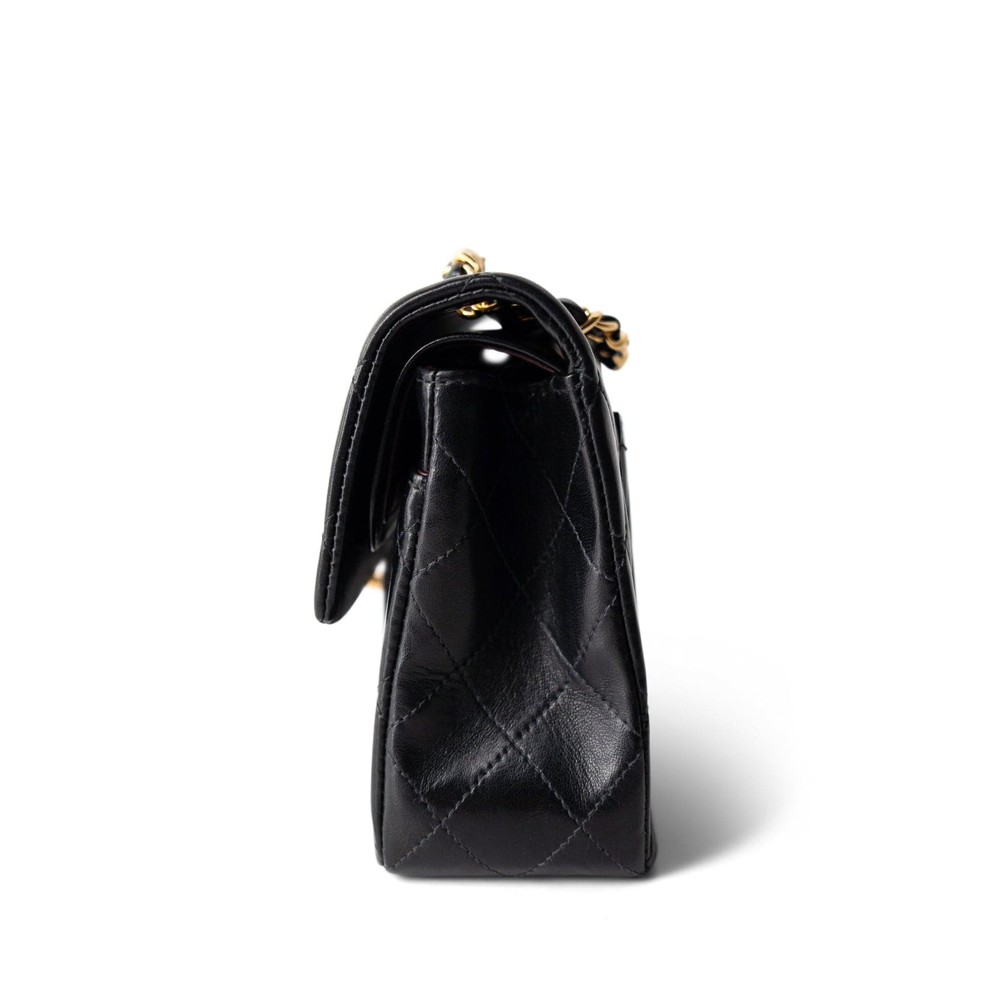 Black Lambskin Quilted Classic Flap Small Gold Hardware