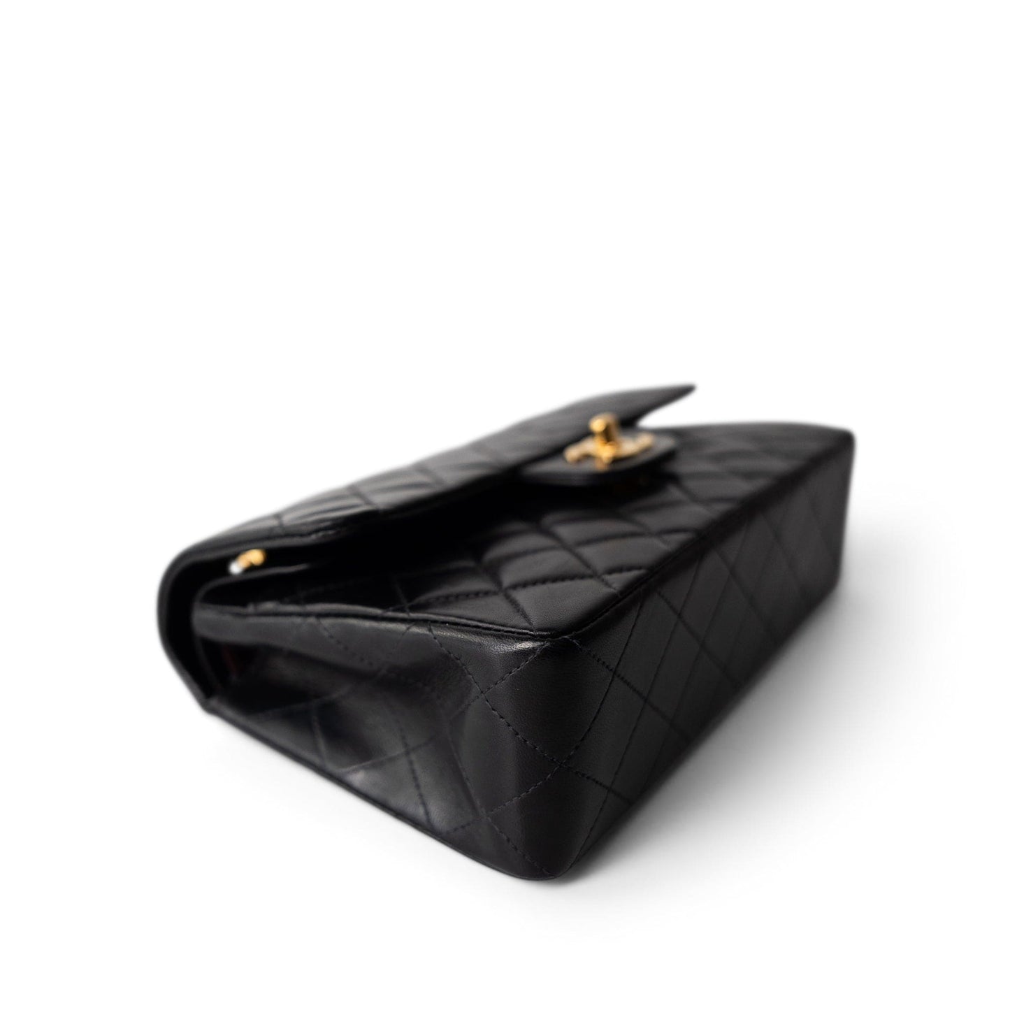 Black Lambskin Quilted Classic Flap Small Gold Hardware
