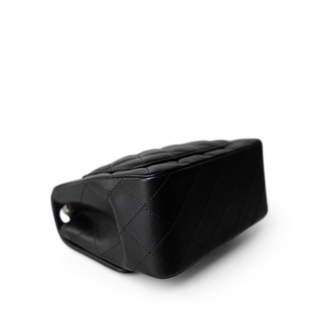 Black Lambskin Quilted Mini Square Flap Light Gold Hardware