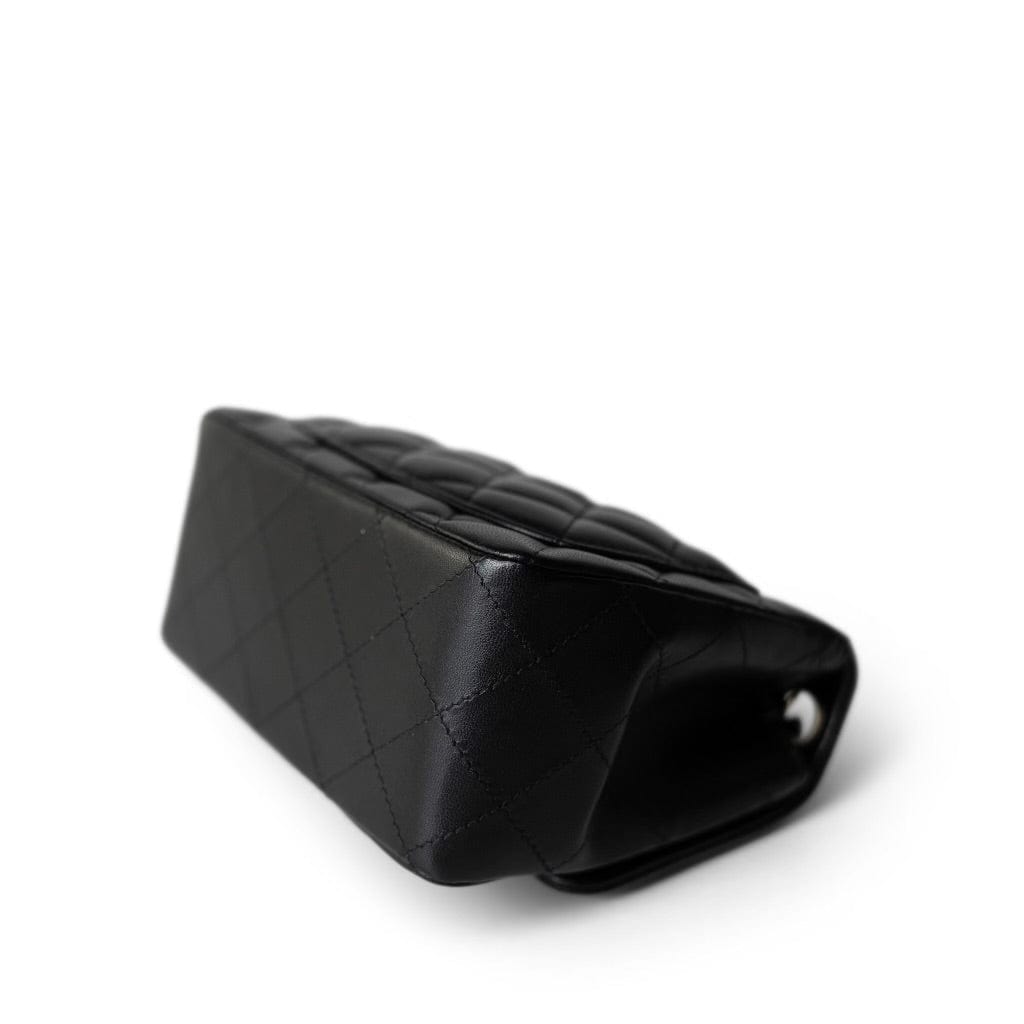 Black Lambskin Quilted Mini Square Flap Light Gold Hardware