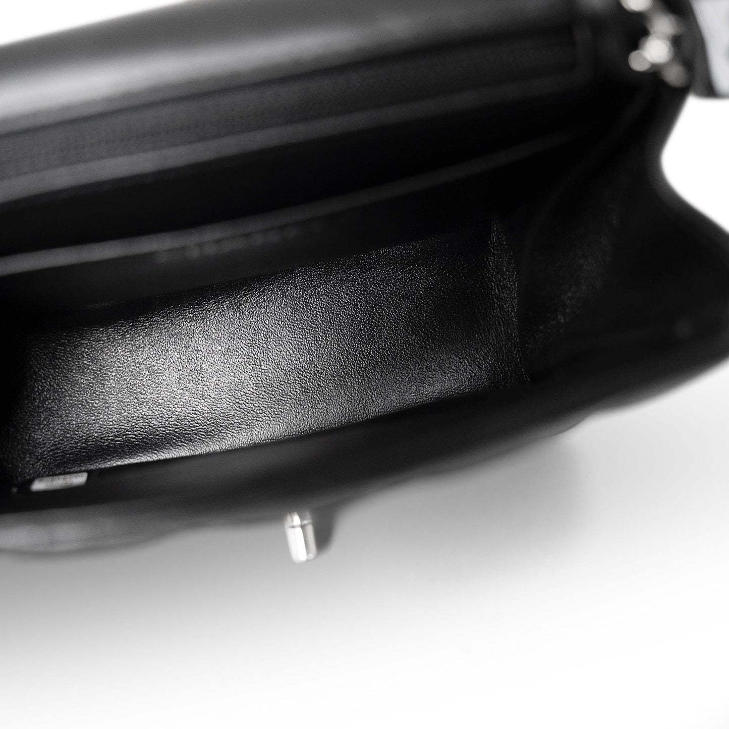 Black Lambskin Quilted Mini Square Flap Silver Hardware