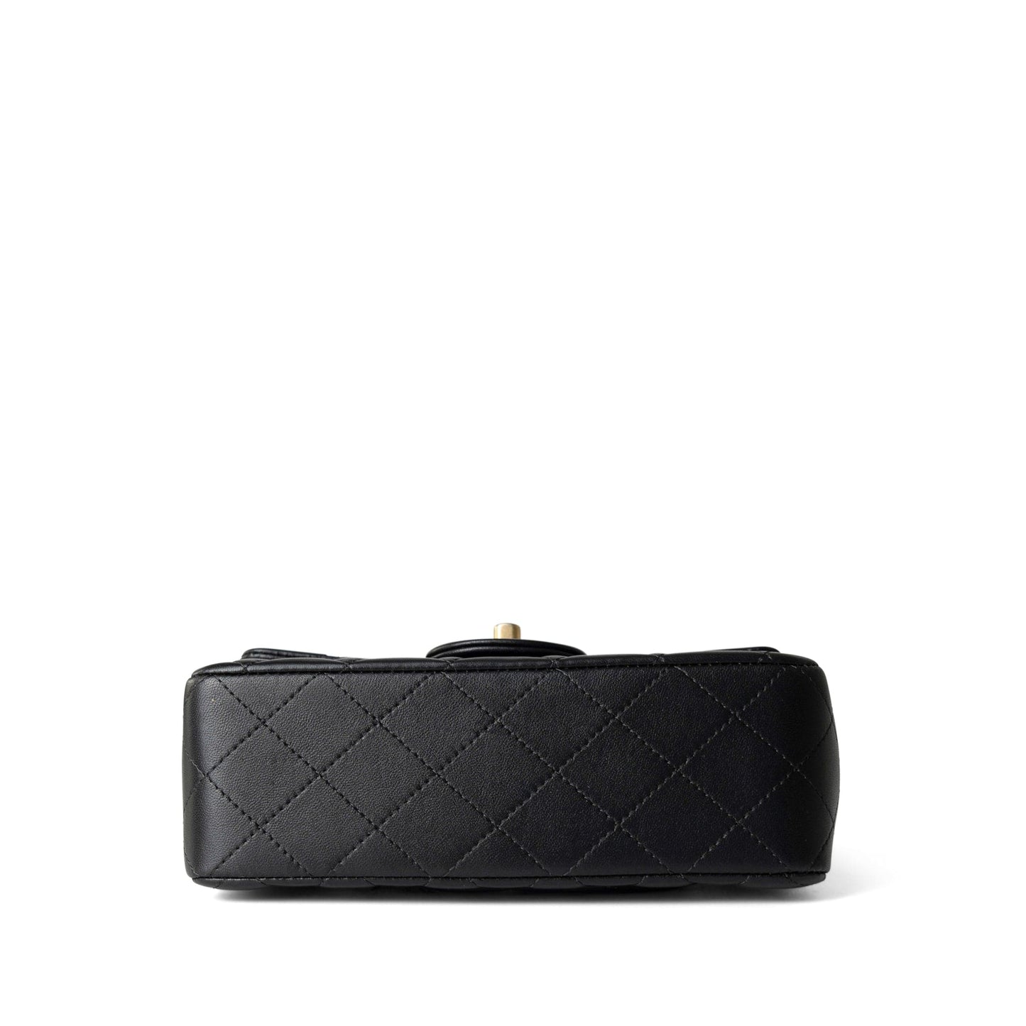 Black Lambskin Quilted Mini Top Handle Antique Gold Hardware