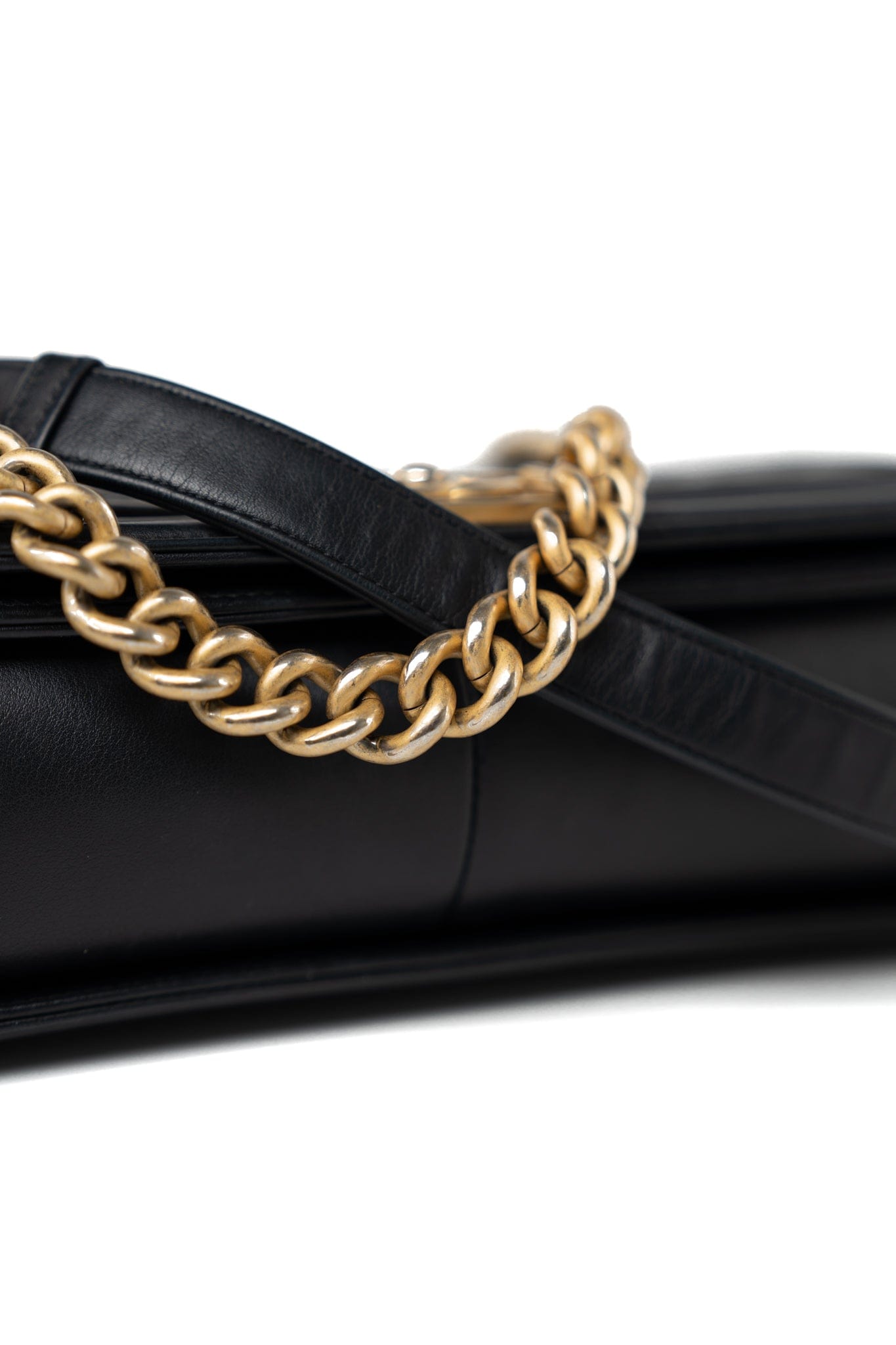 Black Lambskin Quilted New Medium Boy Bag Aged Gold Hardware