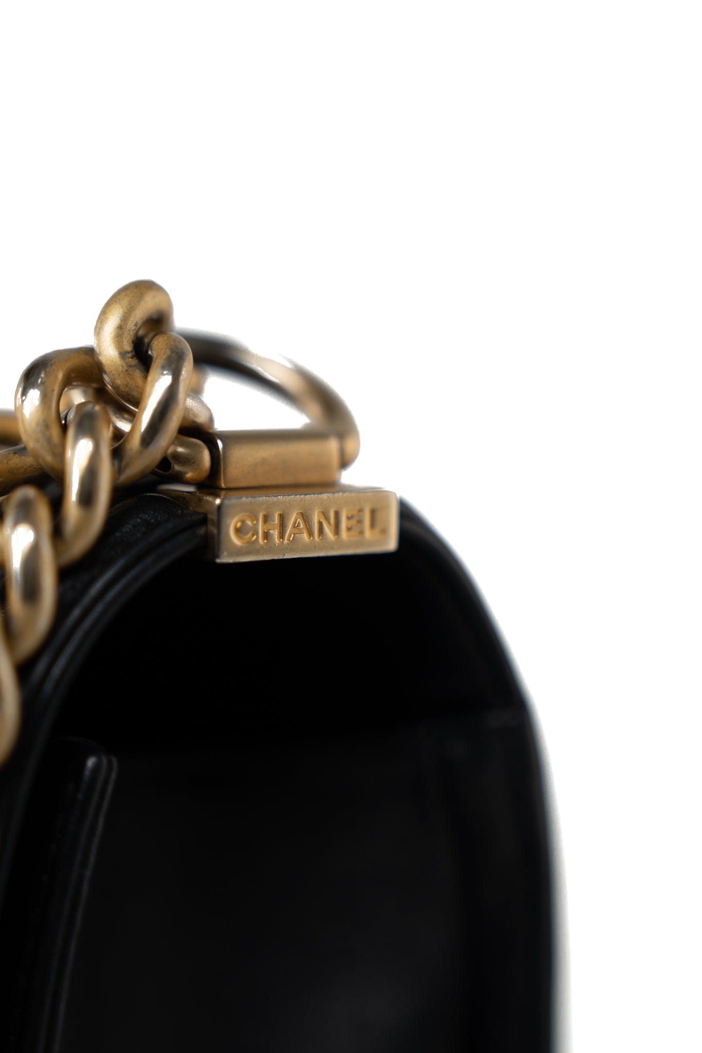 Black Lambskin Quilted New Medium Boy Bag Aged Gold Hardware