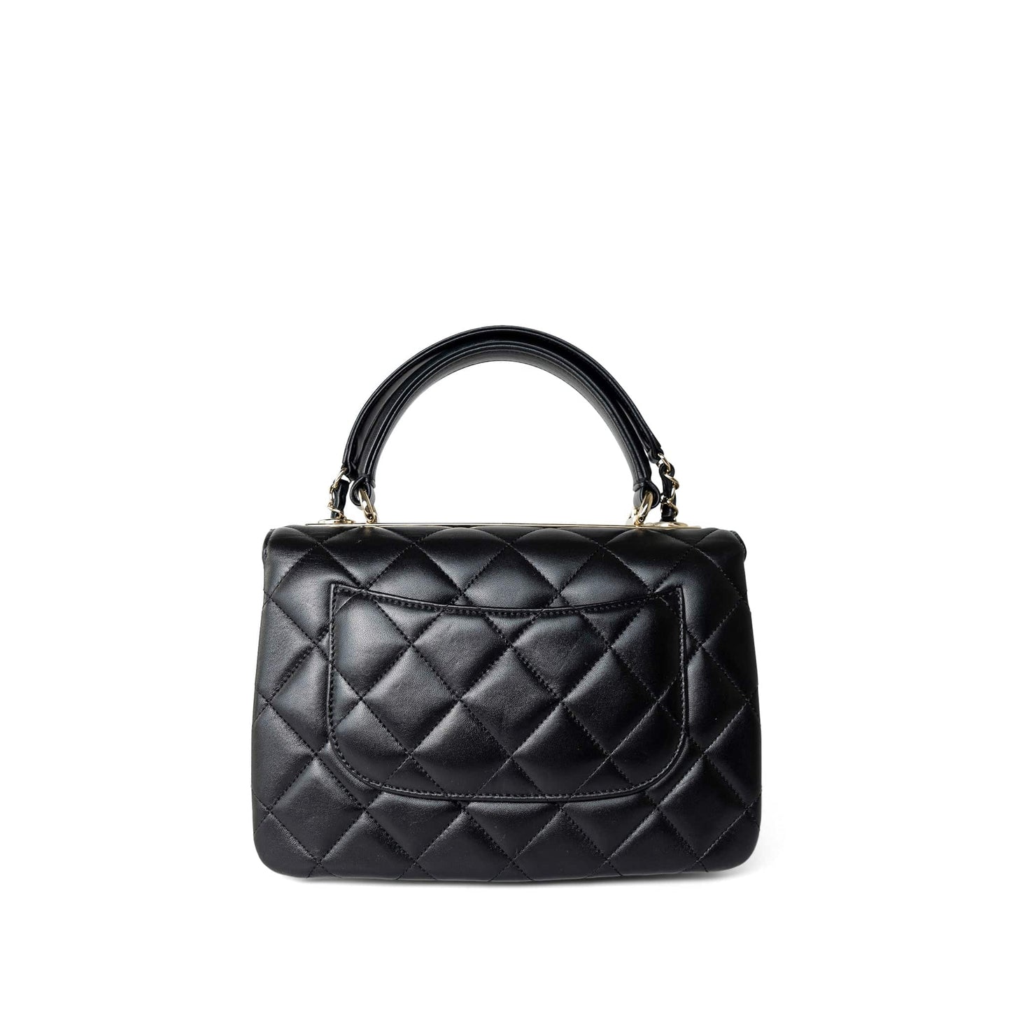 Black Lambskin Quilted Trendy CC Small Light Gold Hardware