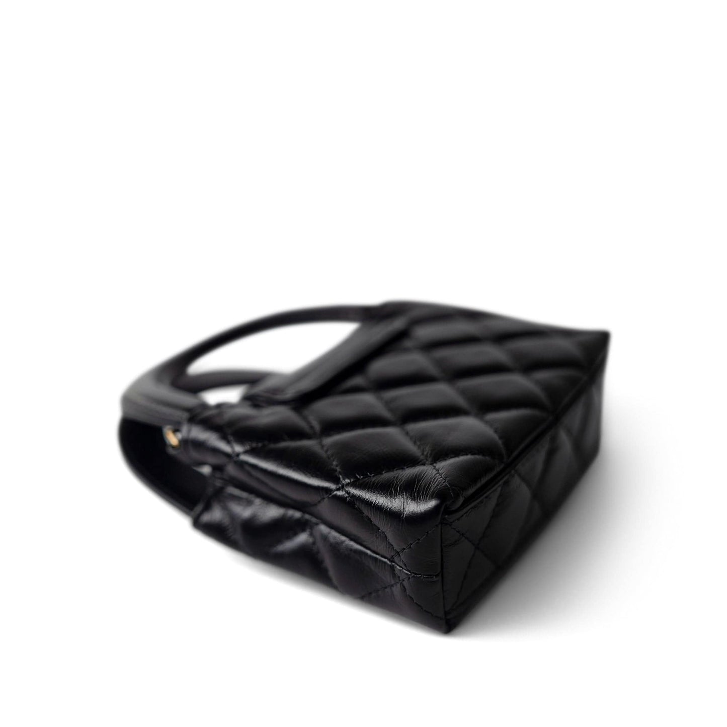 Black Shiny Aged Calfskin Nano Kelly Mini Shopper