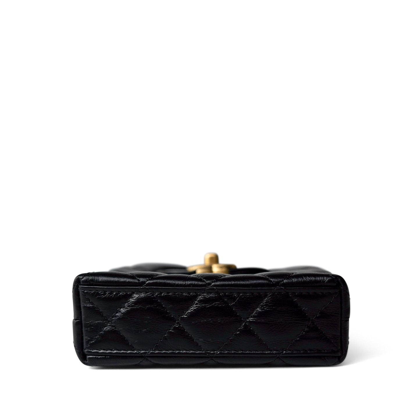 Black Shiny Aged Calfskin Nano Kelly Mini Shopper