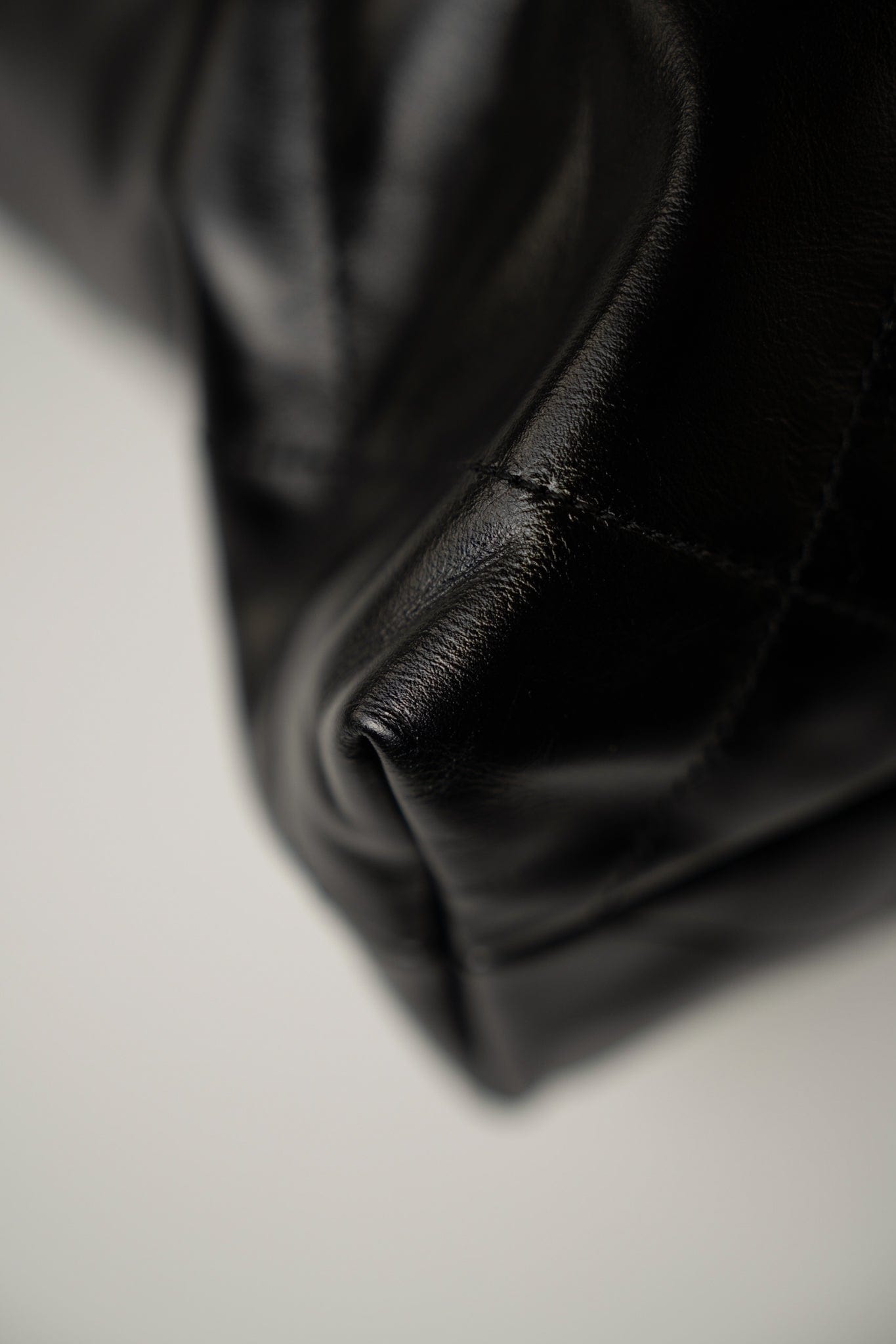 Black Calfskin Quilted 22 Bag Small Aged Silver Hardware