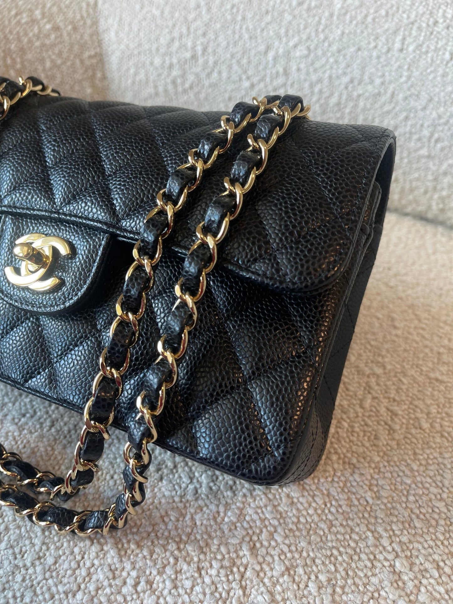 Black Caviar Quilted Classic Double Flap Small Gold Hardware