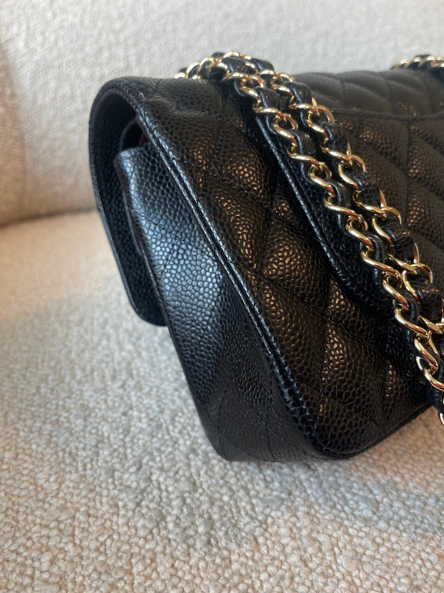 Black Caviar Quilted Classic Double Flap Small Gold Hardware