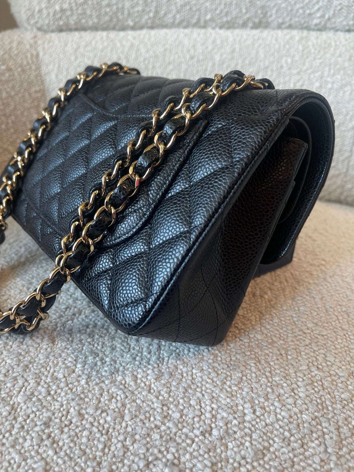 Black Caviar Quilted Classic Double Flap Small Gold Hardware
