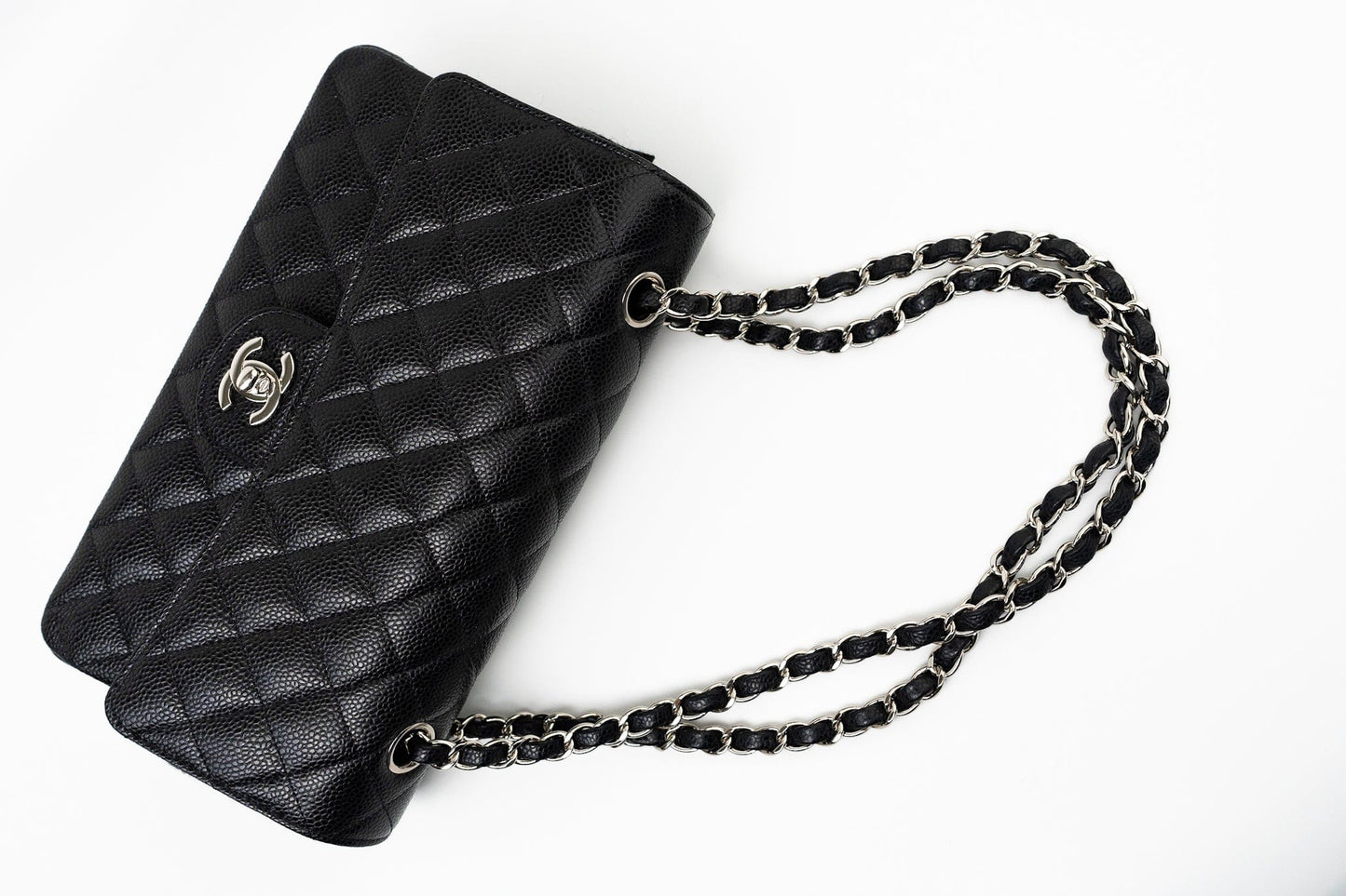Black Caviar Quilted Classic Flap Medium Silver Hardware