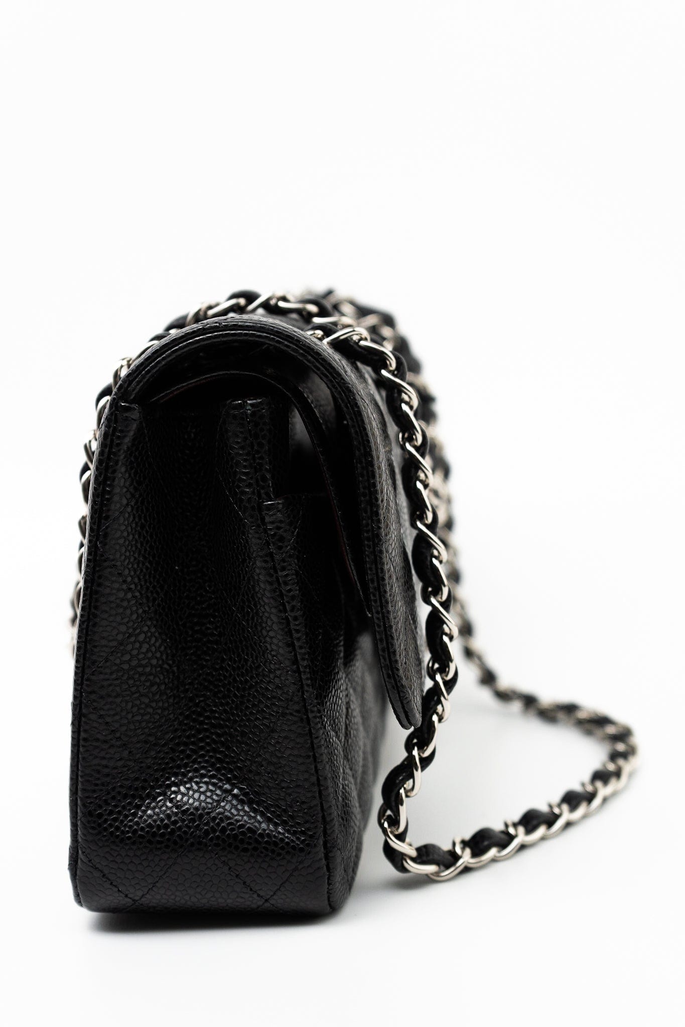 Black Caviar Quilted Classic Flap Medium Silver Hardware