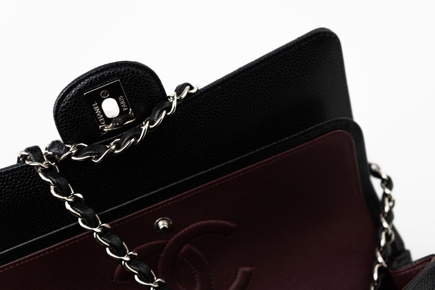 Black Caviar Quilted Classic Flap Medium Silver Hardware