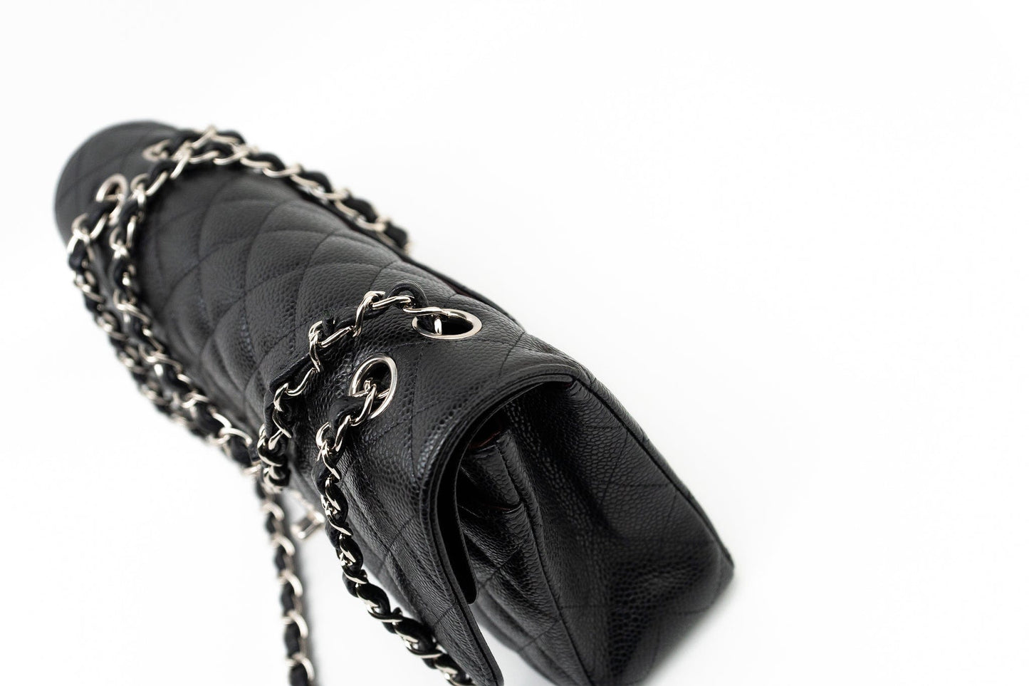 Black Caviar Quilted Classic Flap Medium Silver Hardware