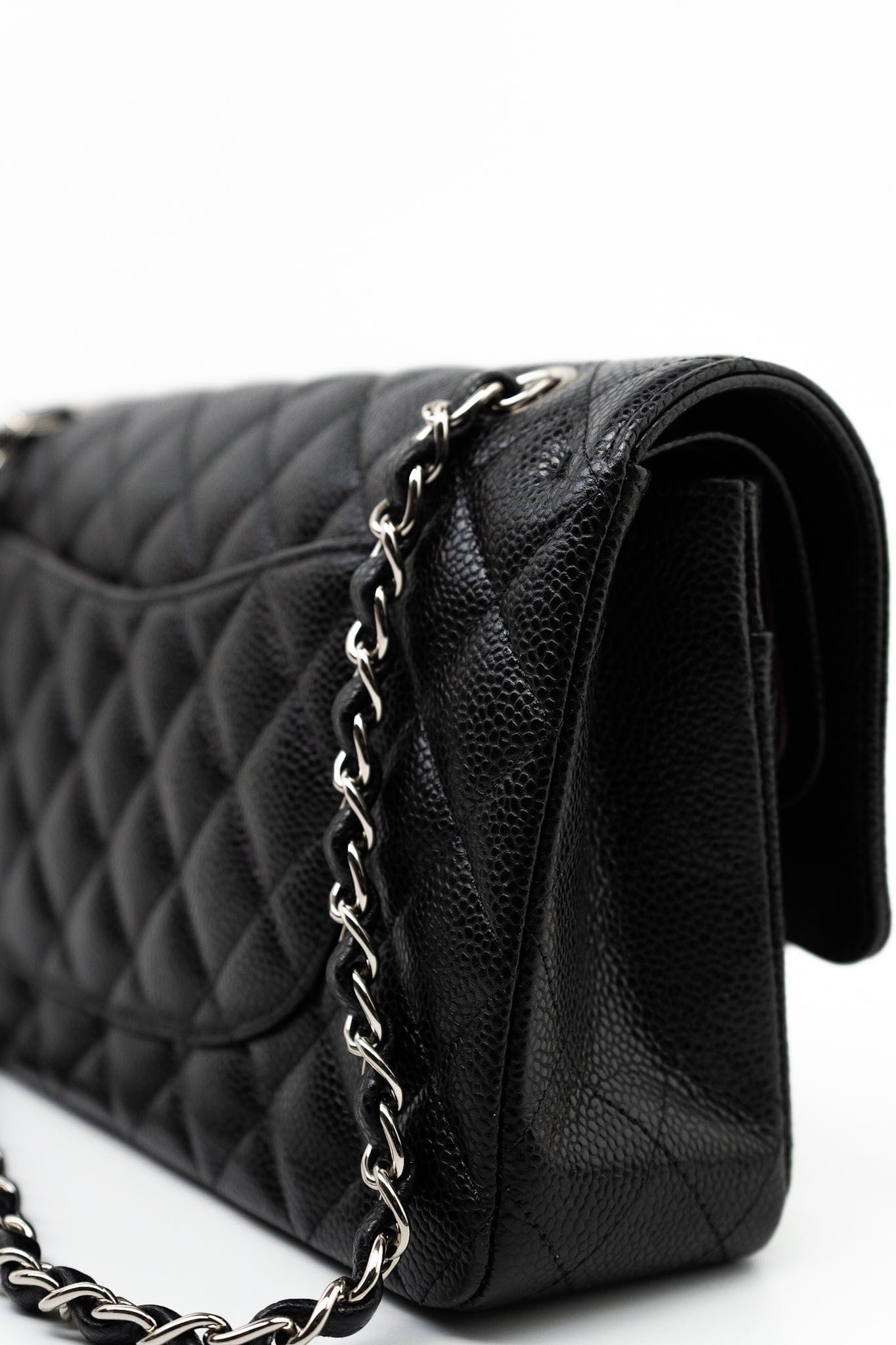 Black Caviar Quilted Classic Flap Medium Silver Hardware