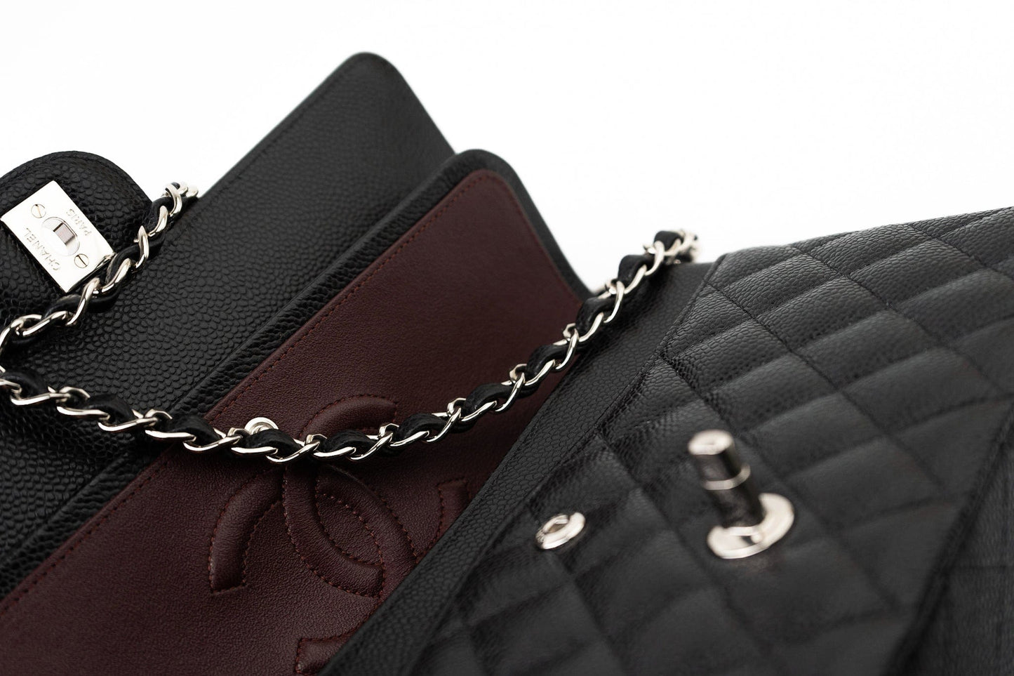 Black Caviar Quilted Classic Flap Medium Silver Hardware
